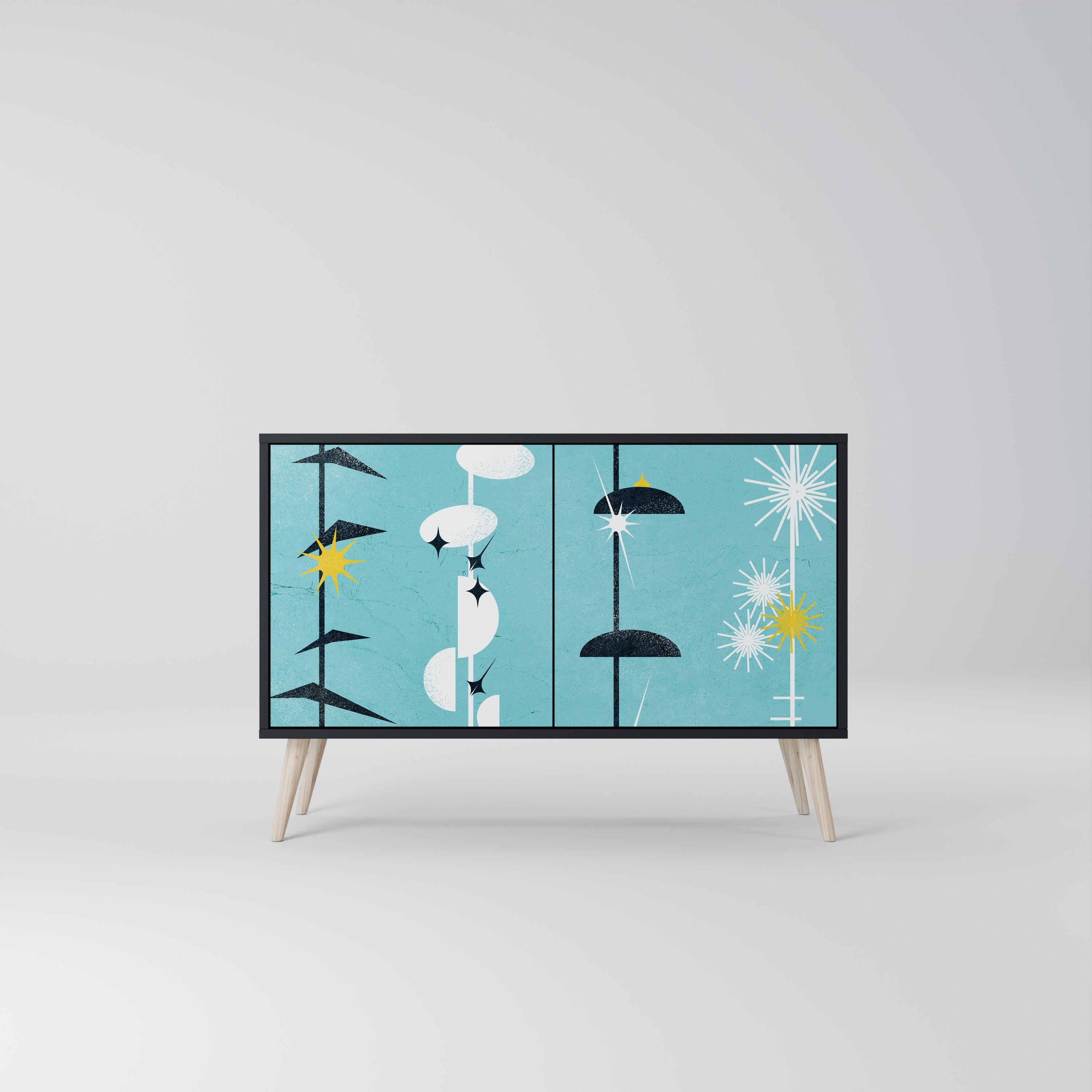 PATHS TO HAPPINESS Aparador de 2 Portas em Acabamento Preto