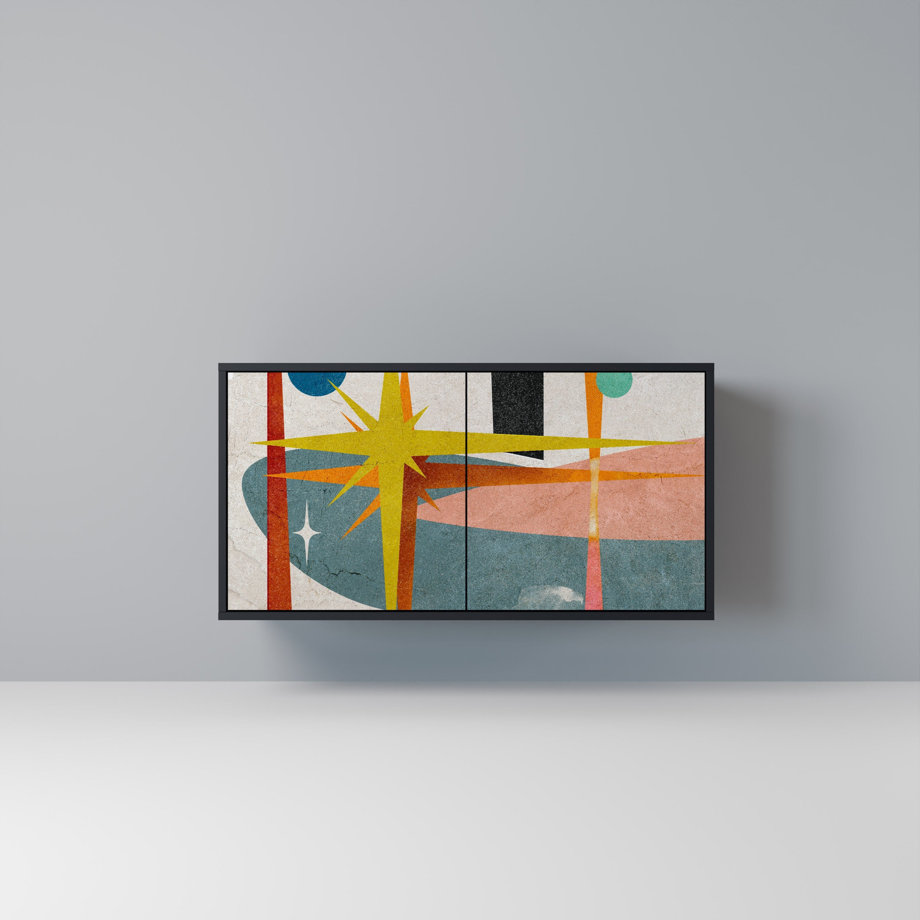 INTERSTELLAR VIBES Aparador de 2 Portas em Acabamento Preto