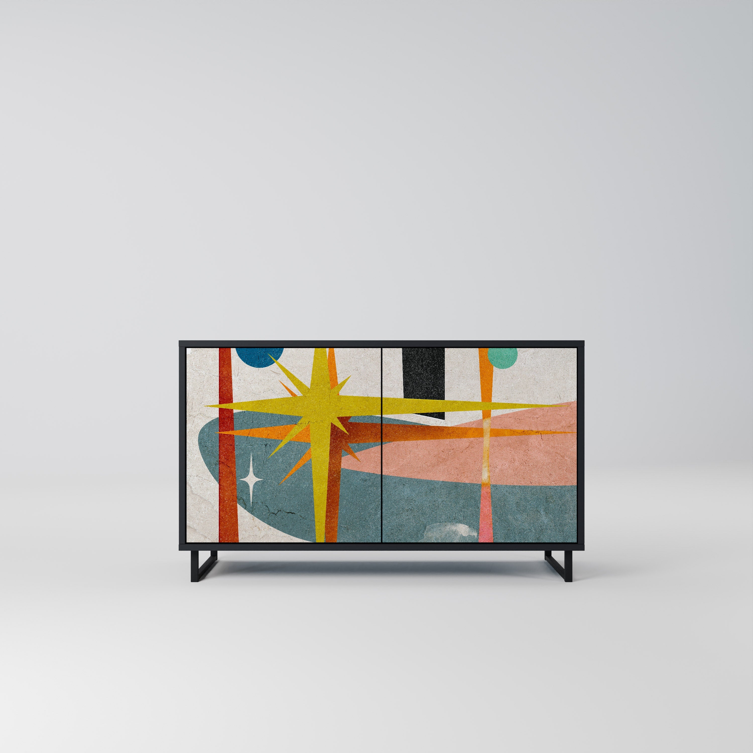 INTERSTELLAR VIBES Aparador de 2 Portas em Acabamento Preto