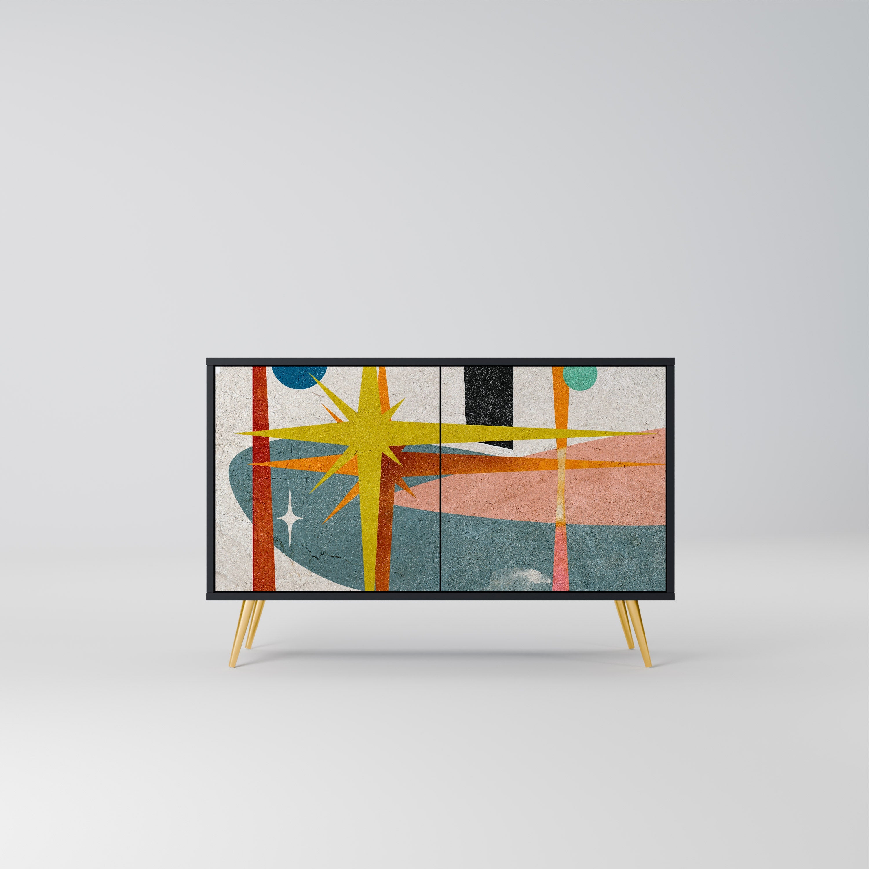 INTERSTELLAR VIBES Aparador de 2 Portas em Acabamento Preto