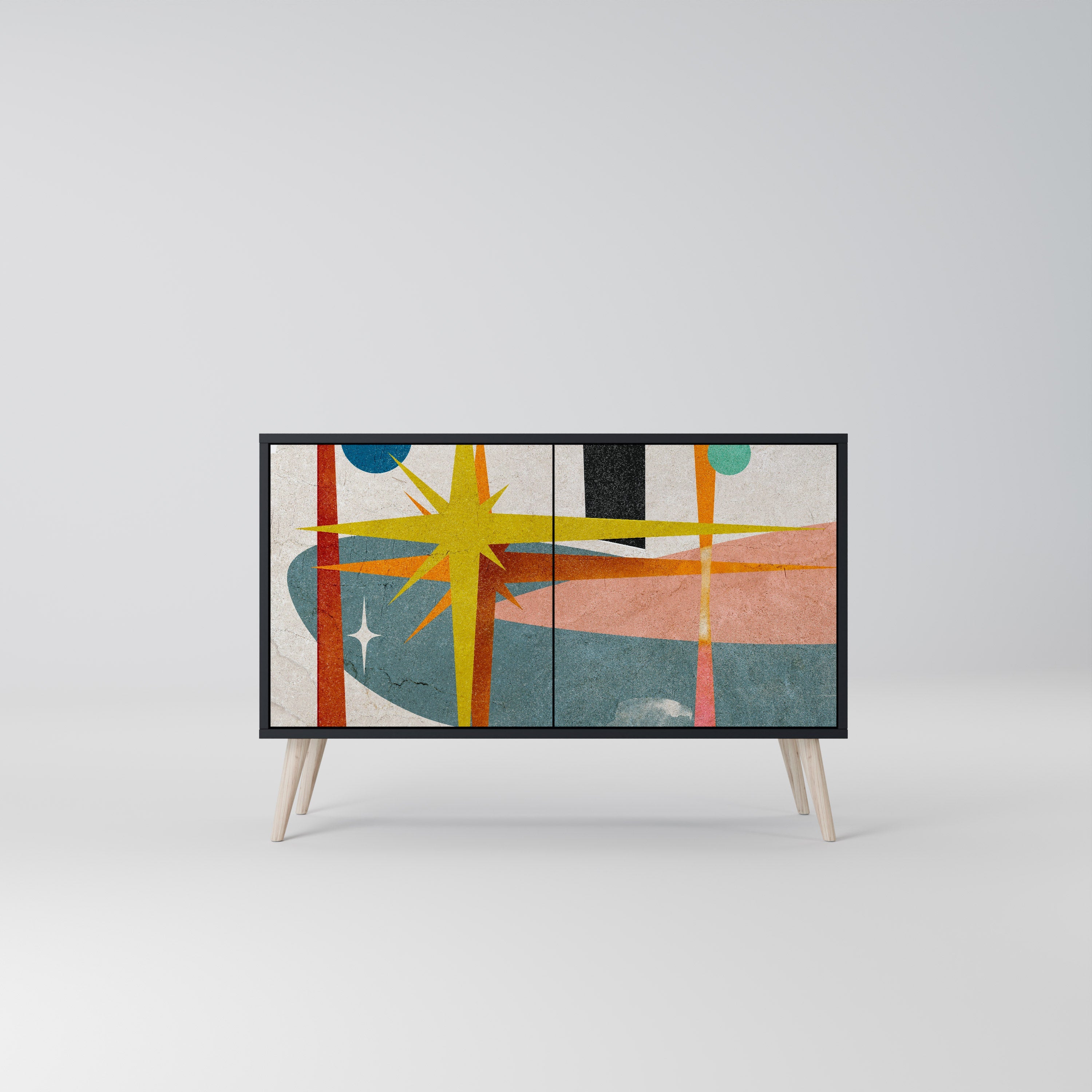 INTERSTELLAR VIBES Aparador de 2 Portas em Acabamento Preto