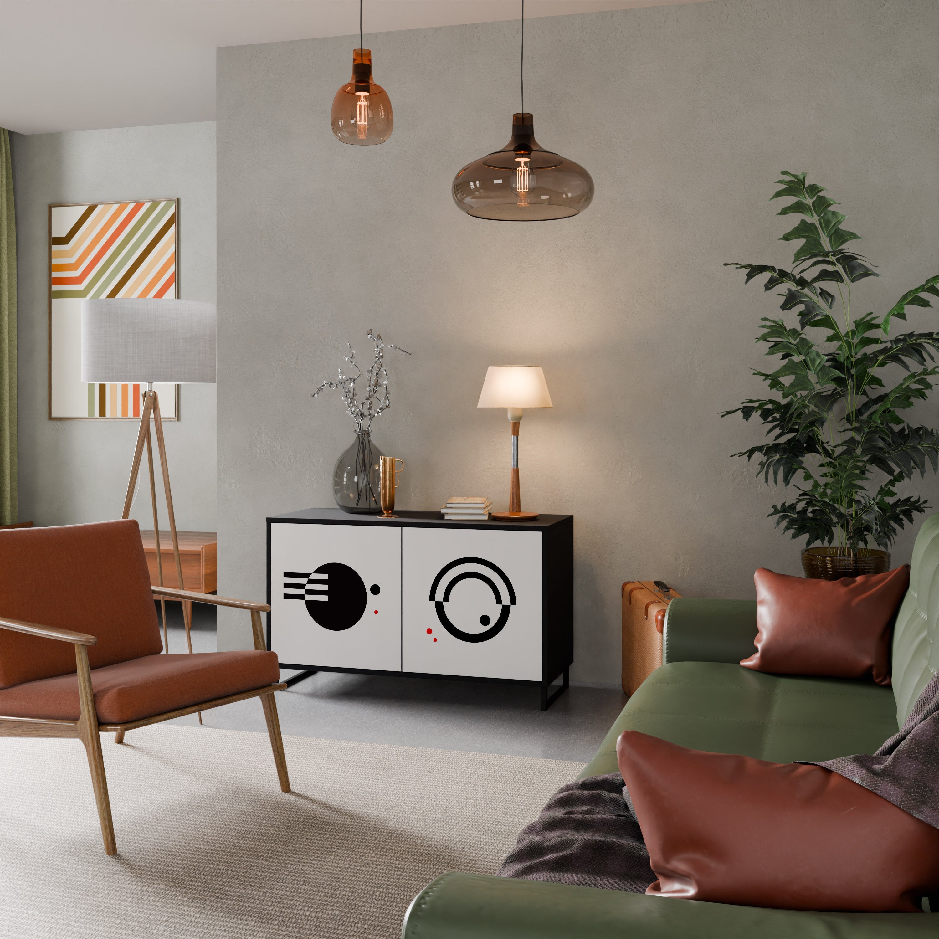 BLACK AND WHITE COMBINATION 2-Door Sideboard in Black Finish