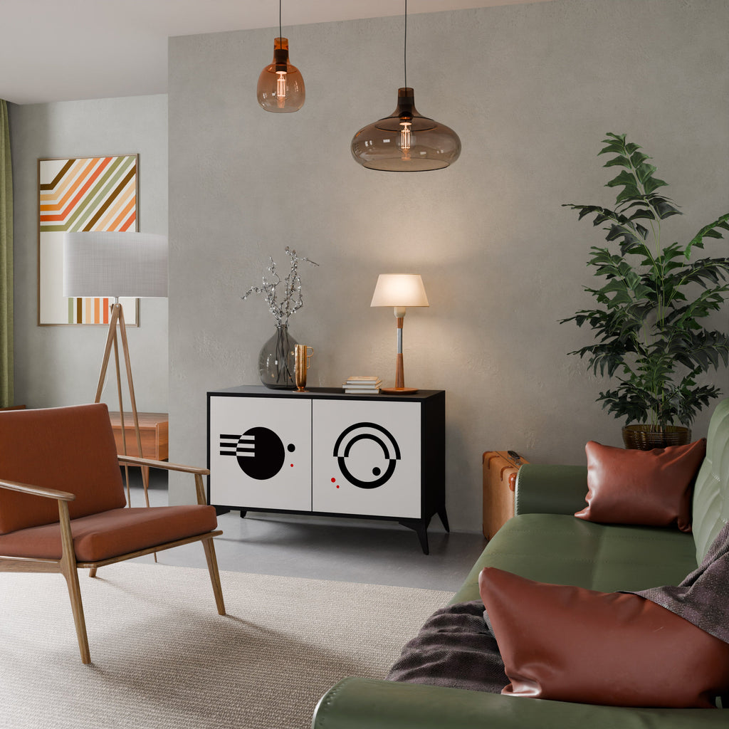 BLACK AND WHITE COMBINATION 2-Door Sideboard in Black Finish