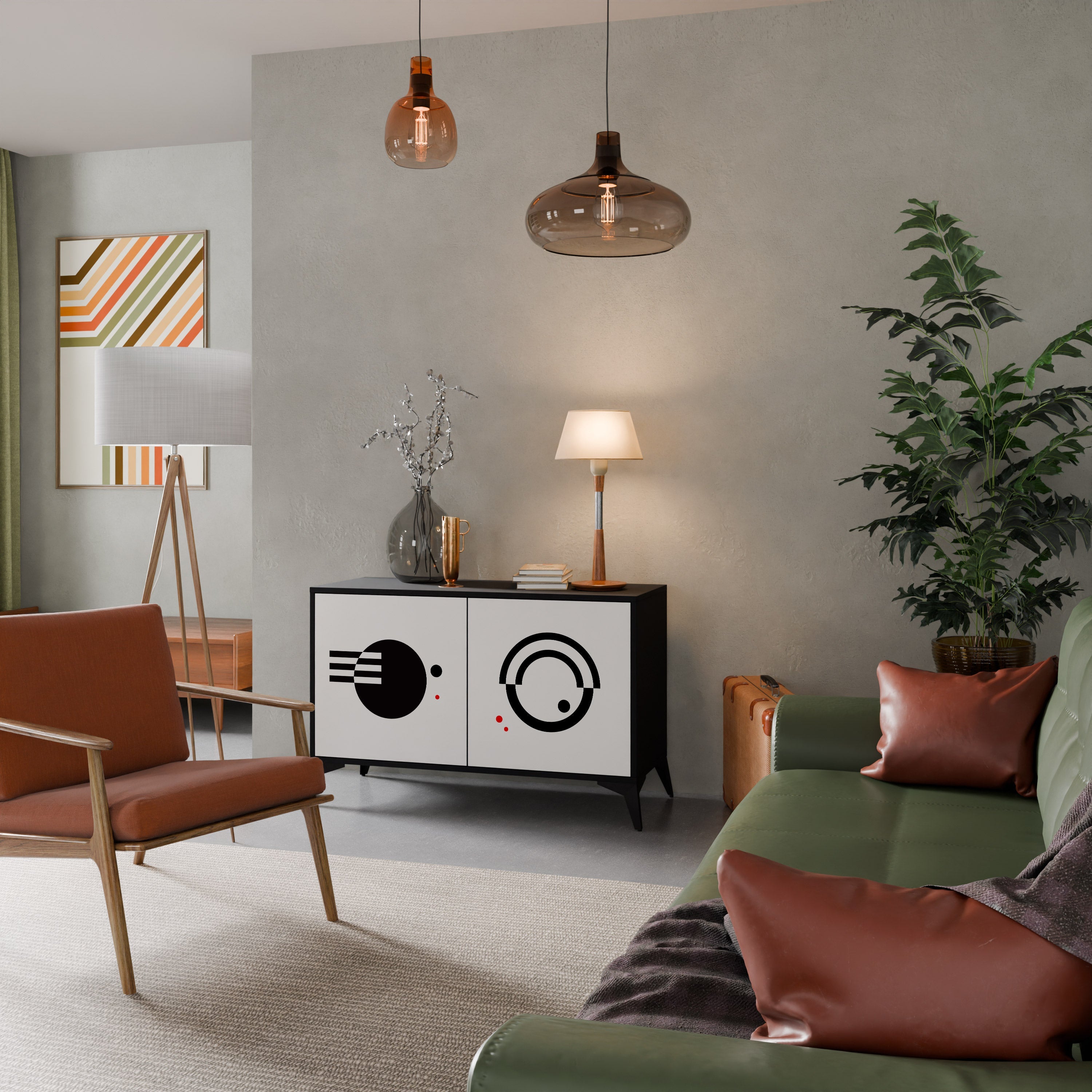 BLACK AND WHITE COMBINATION 2-Door Sideboard in Black Finish