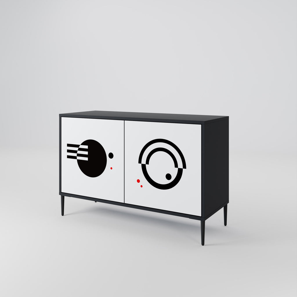 BLACK AND WHITE COMBINATION 2-Door Sideboard in Black Finish