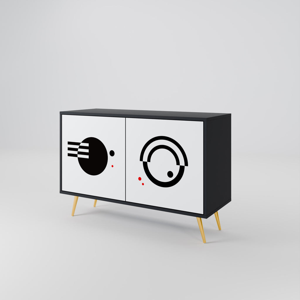BLACK AND WHITE COMBINATION 2-Door Sideboard in Black Finish
