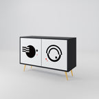 BLACK AND WHITE COMBINATION 2-Door Sideboard in Black Finish