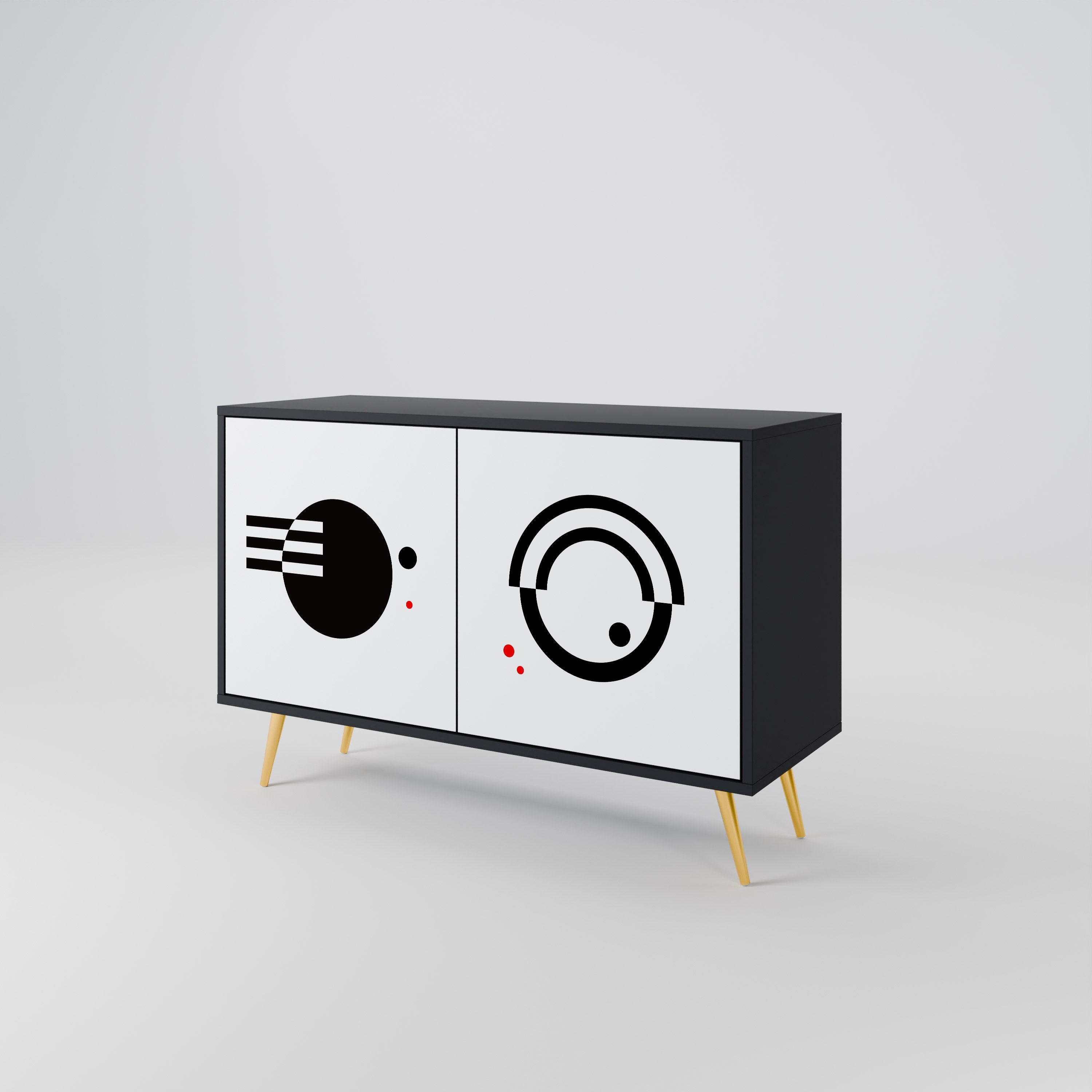 BLACK AND WHITE COMBINATION 2-Door Sideboard in Black Finish