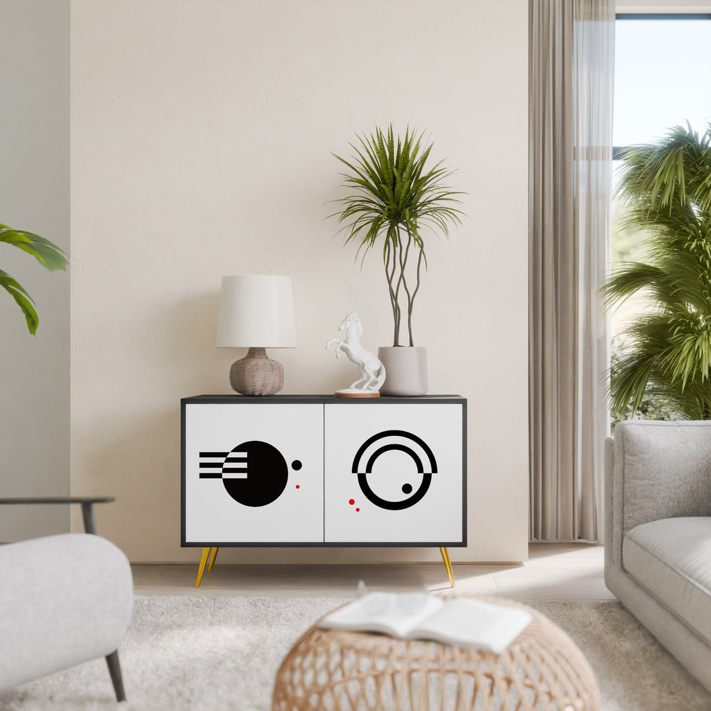 BLACK AND WHITE COMBINATION 2-Door Sideboard in Black Finish