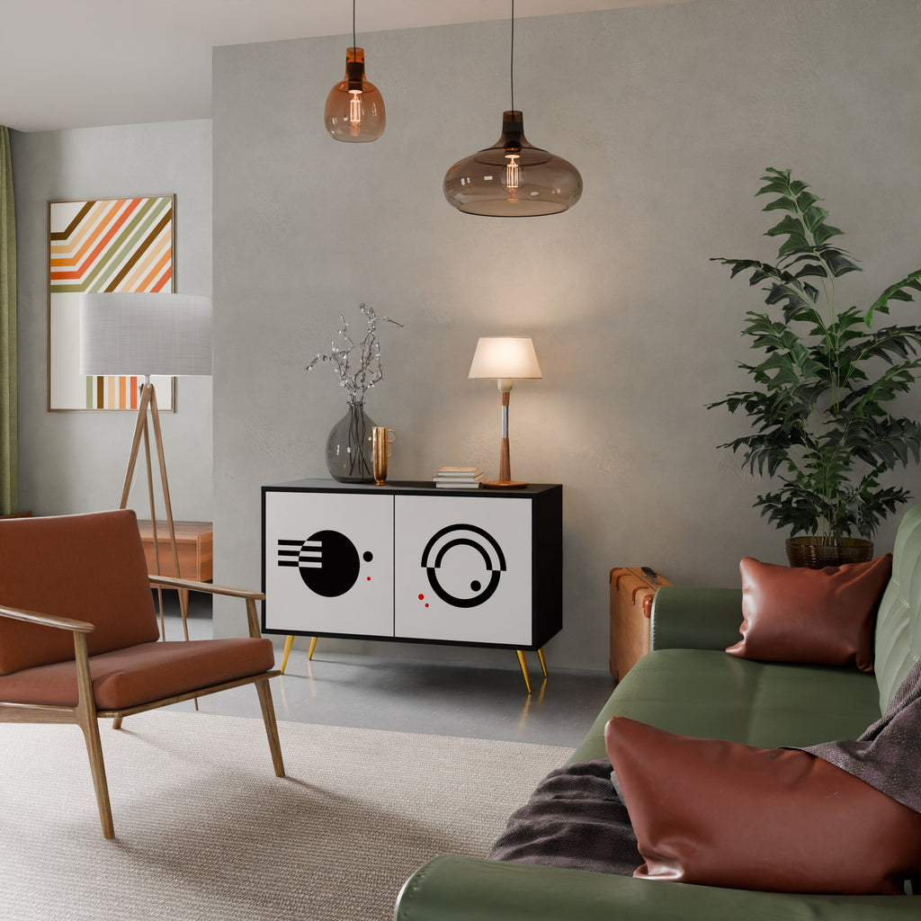 BLACK AND WHITE COMBINATION 2-Door Sideboard in Black Finish