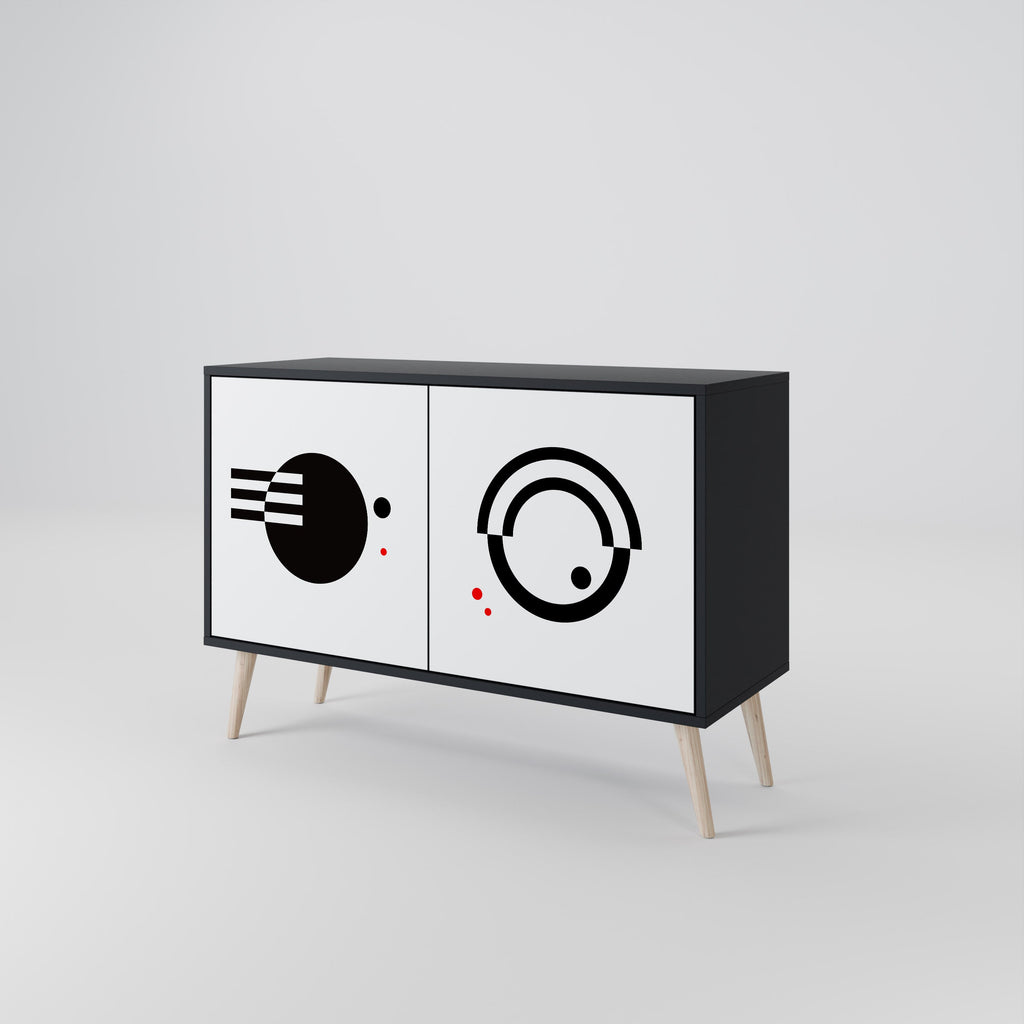 BLACK AND WHITE COMBINATION 2-Door Sideboard in Black Finish