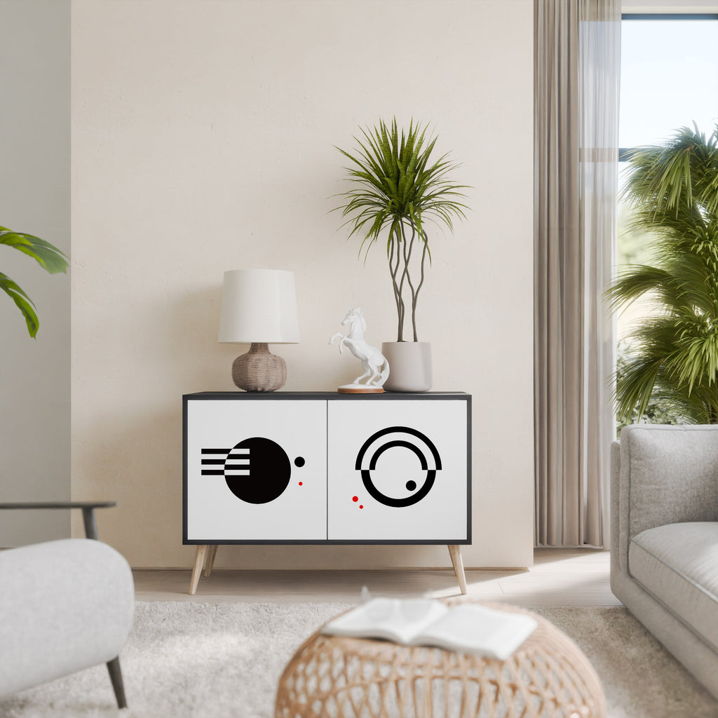 BLACK AND WHITE COMBINATION 2-Door Sideboard in Black Finish