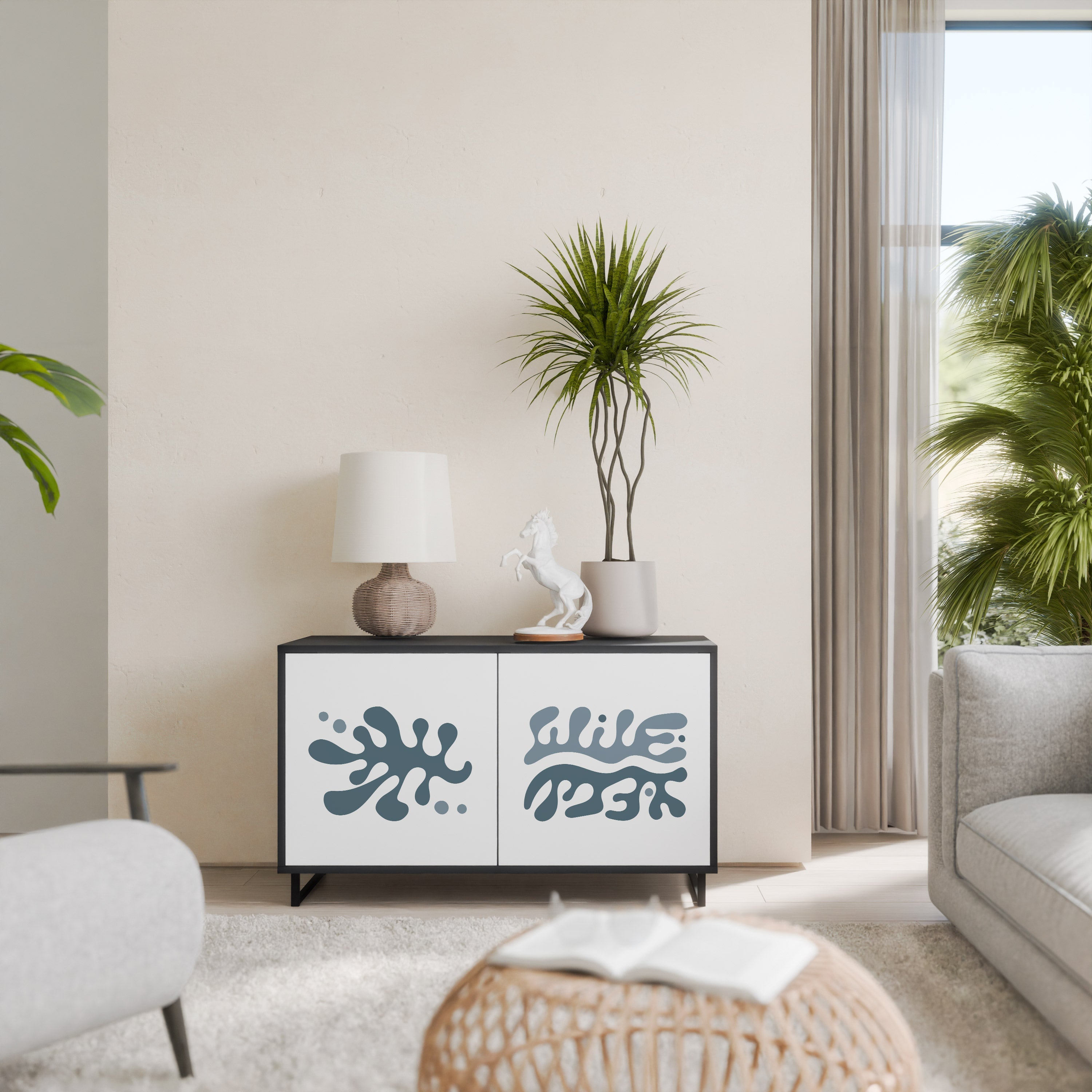 WONDERLAND VEGETATION Aparador de 2 Portas em Acabamento Preto