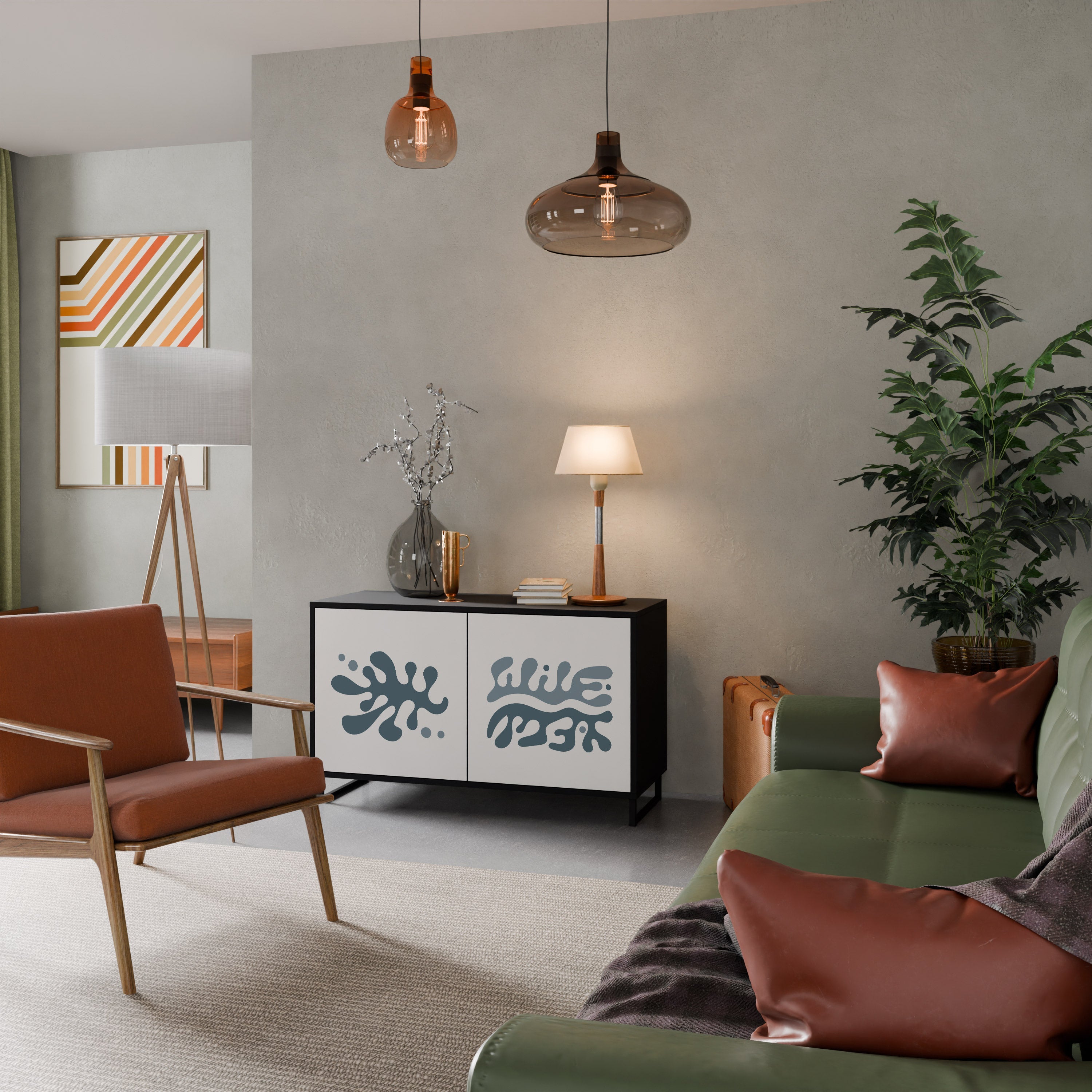 WONDERLAND VEGETATION Aparador de 2 Portas em Acabamento Preto