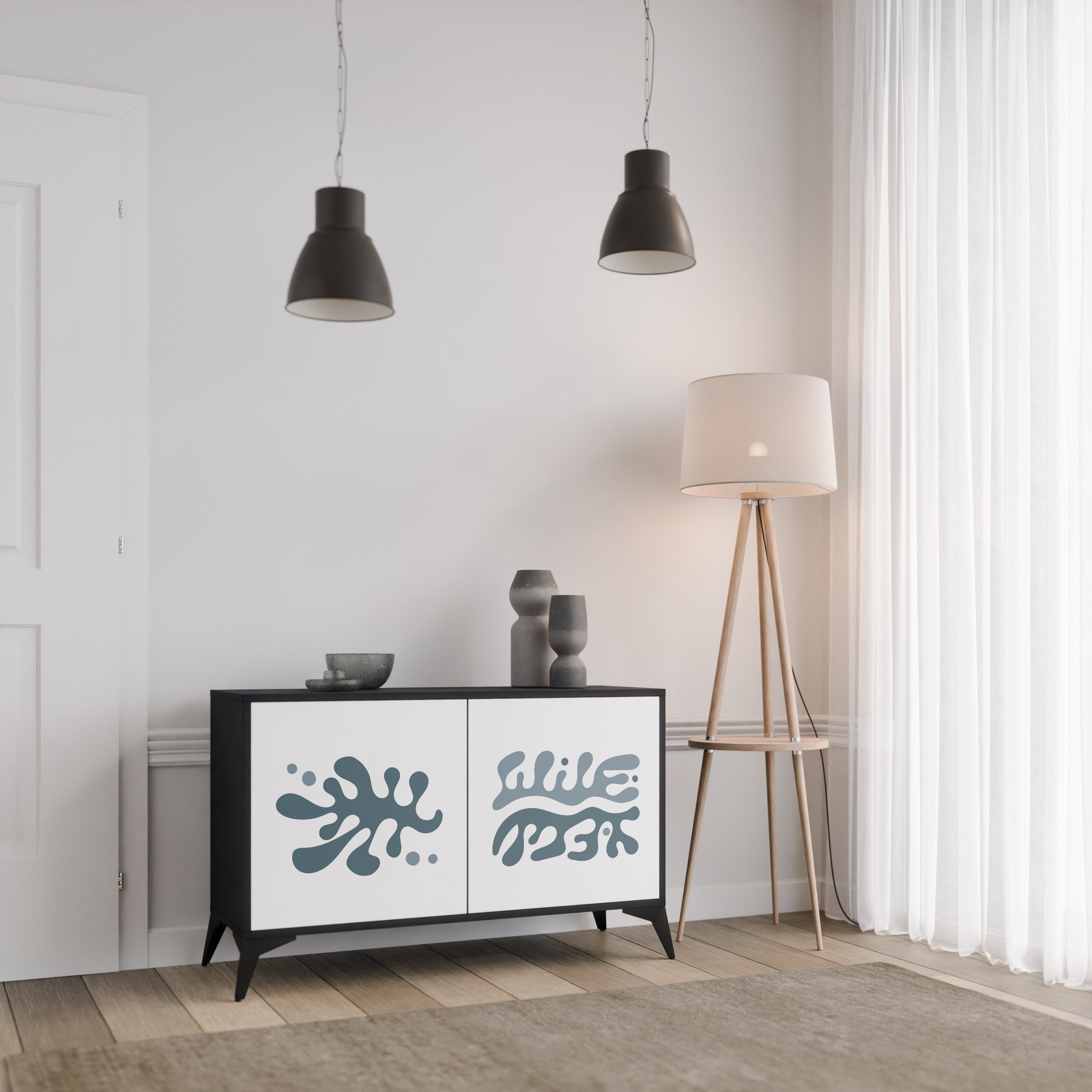 WONDERLAND VEGETATION Aparador de 2 Portas em Acabamento Preto