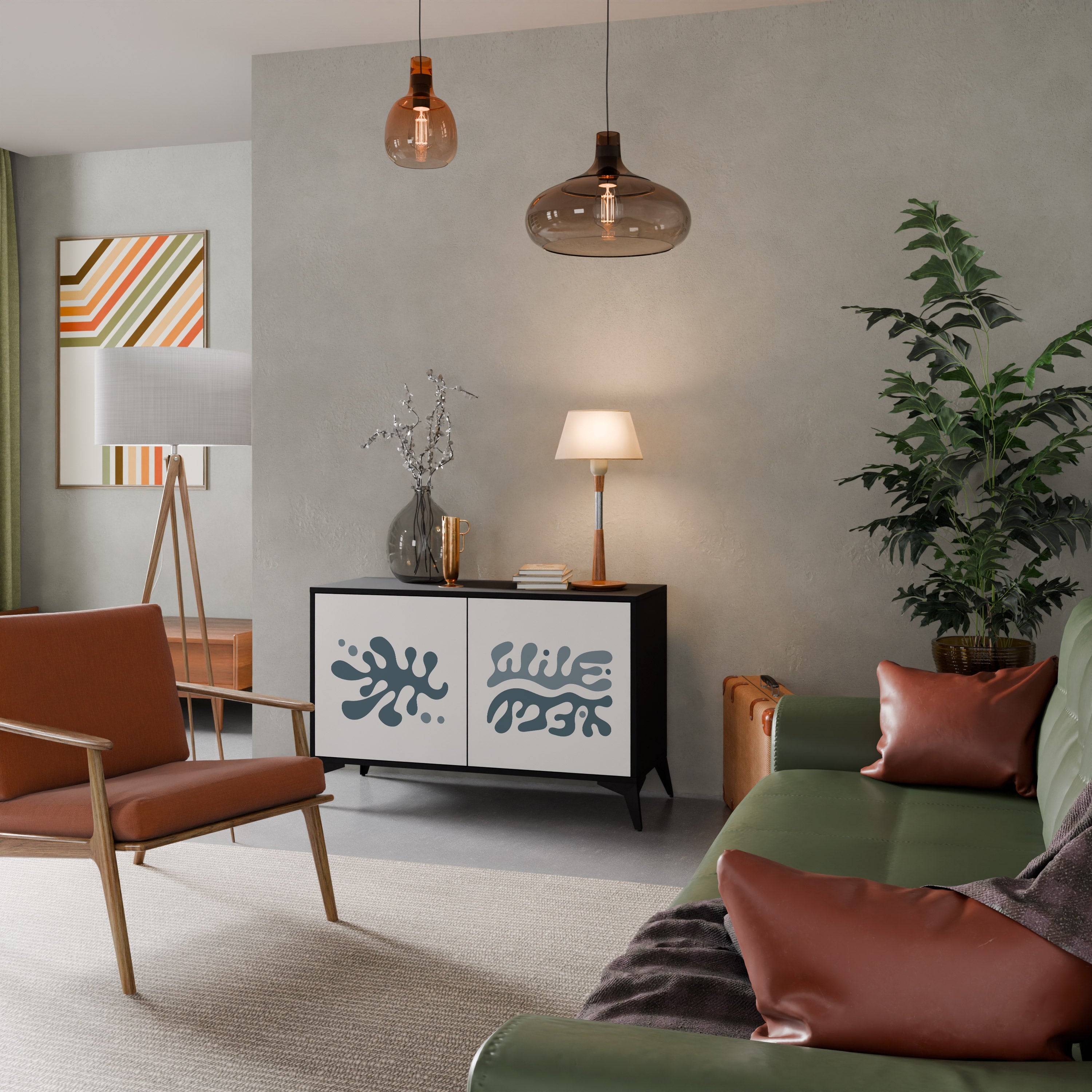 WONDERLAND VEGETATION Aparador de 2 Portas em Acabamento Preto