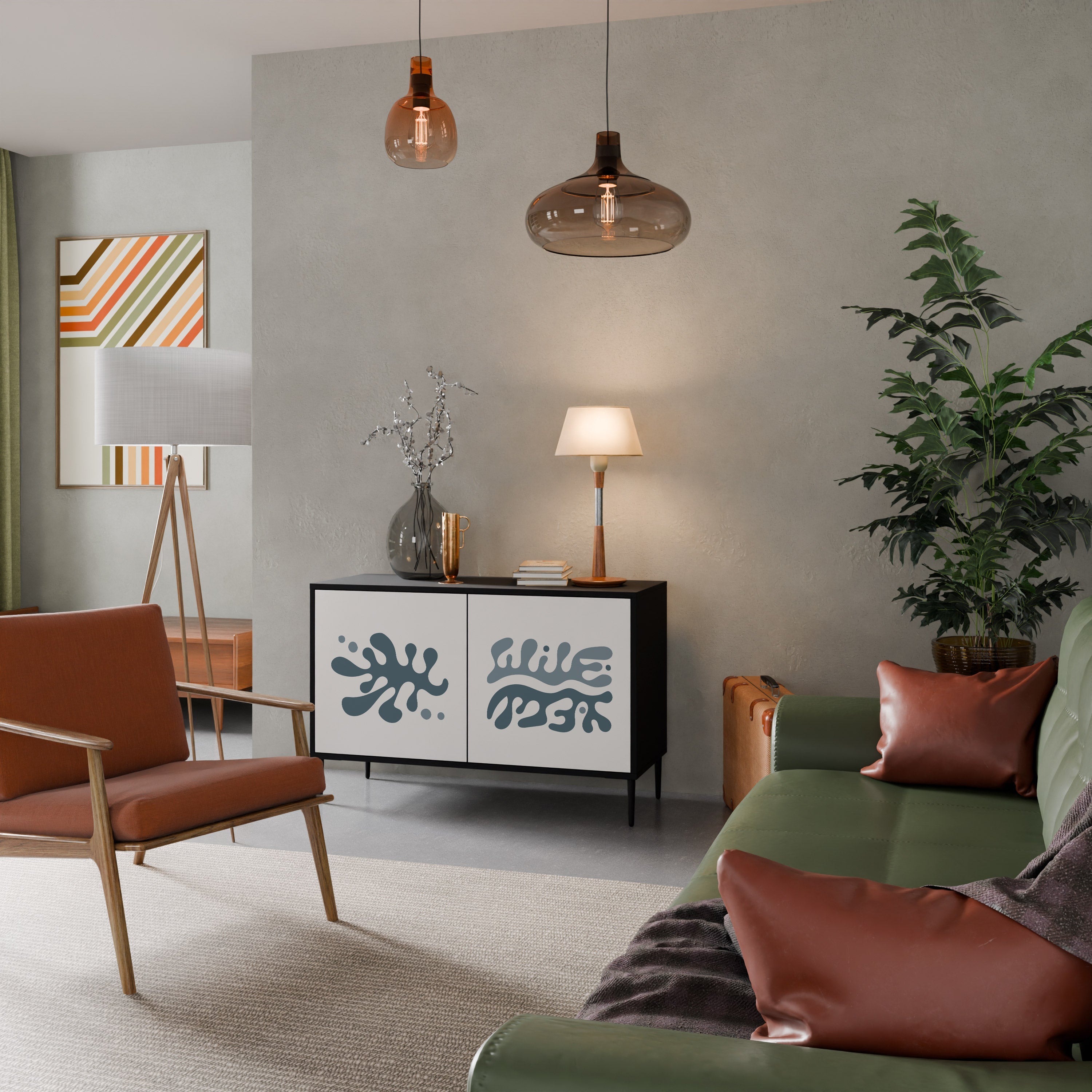 WONDERLAND VEGETATION Aparador de 2 Portas em Acabamento Preto