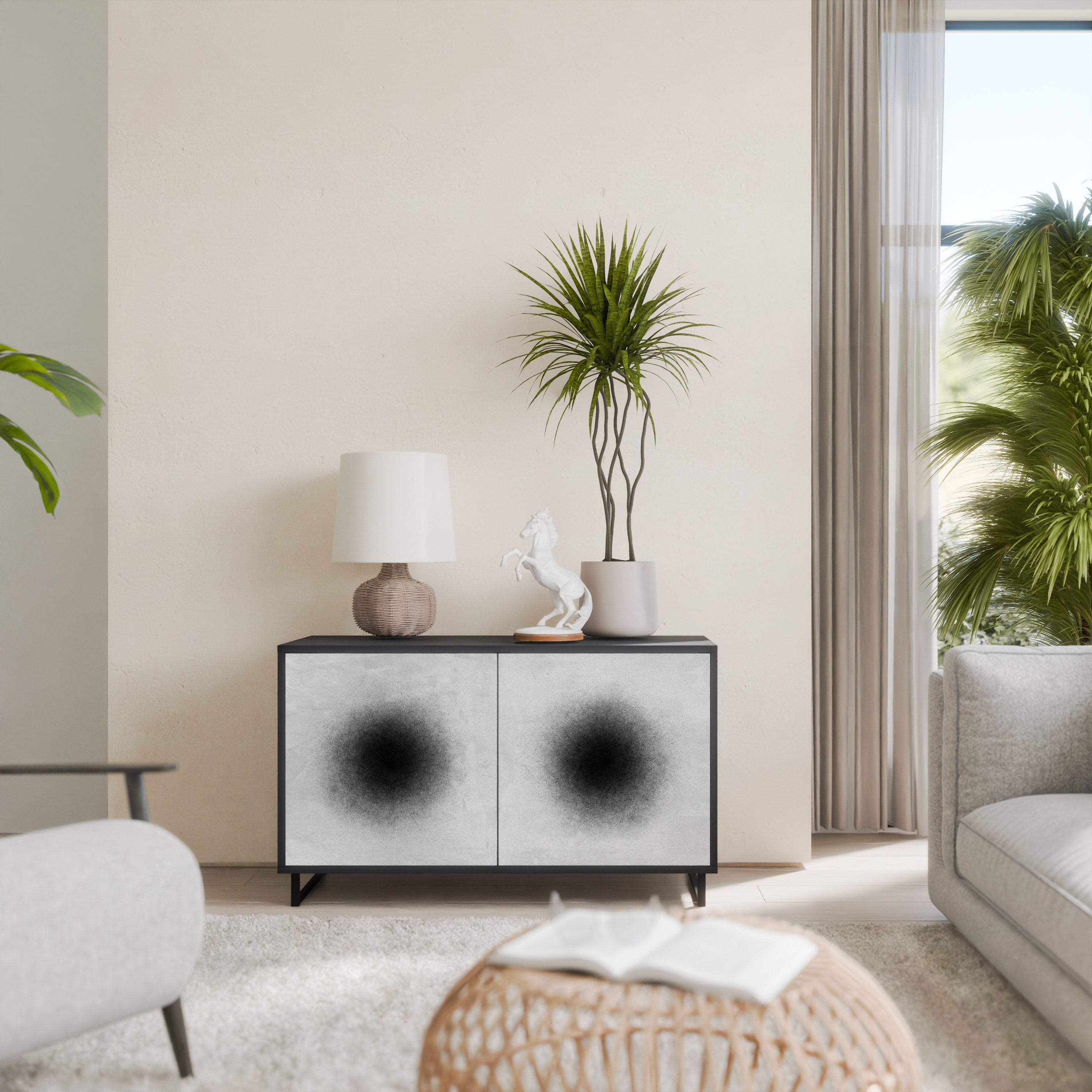 BLACK HOLE Aparador de 2 Portas em Acabamento Preto