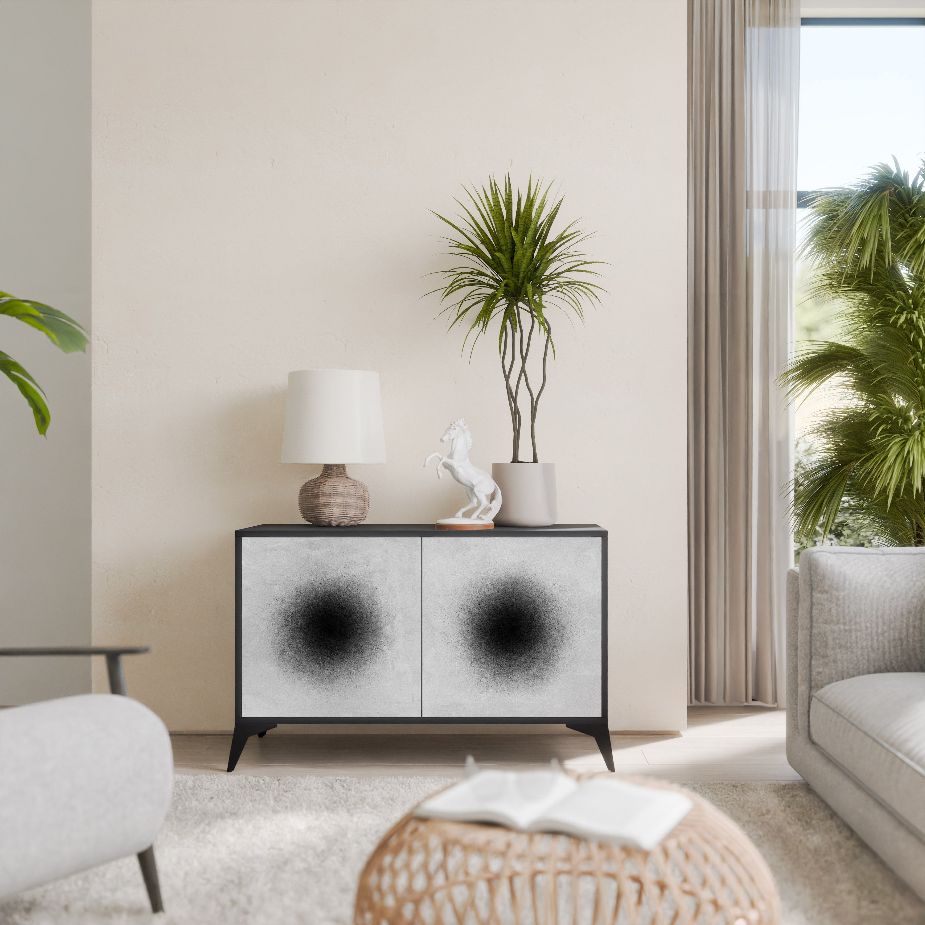 BLACK HOLE Aparador de 2 Portas em Acabamento Preto