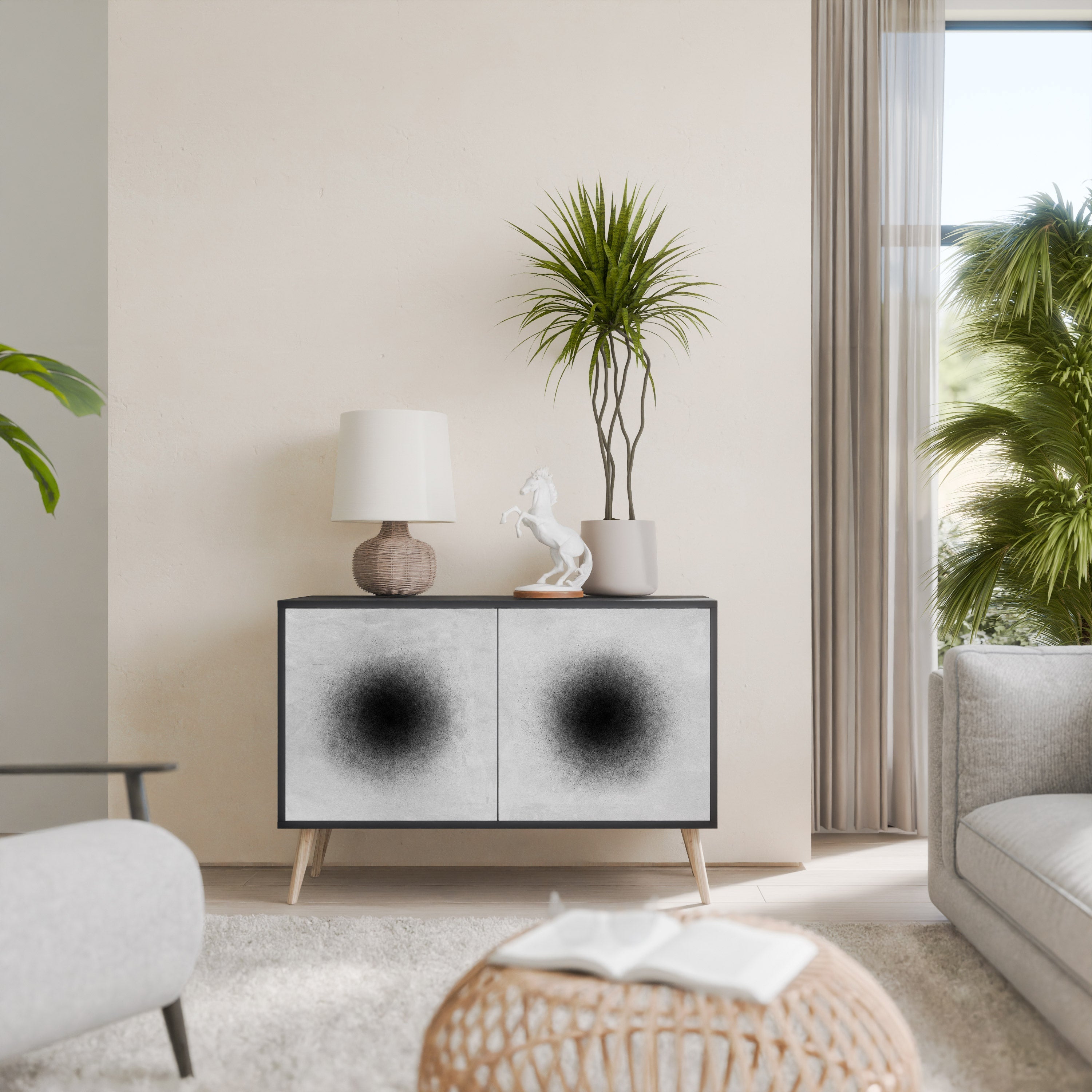 BLACK HOLE Aparador de 2 Portas em Acabamento Preto