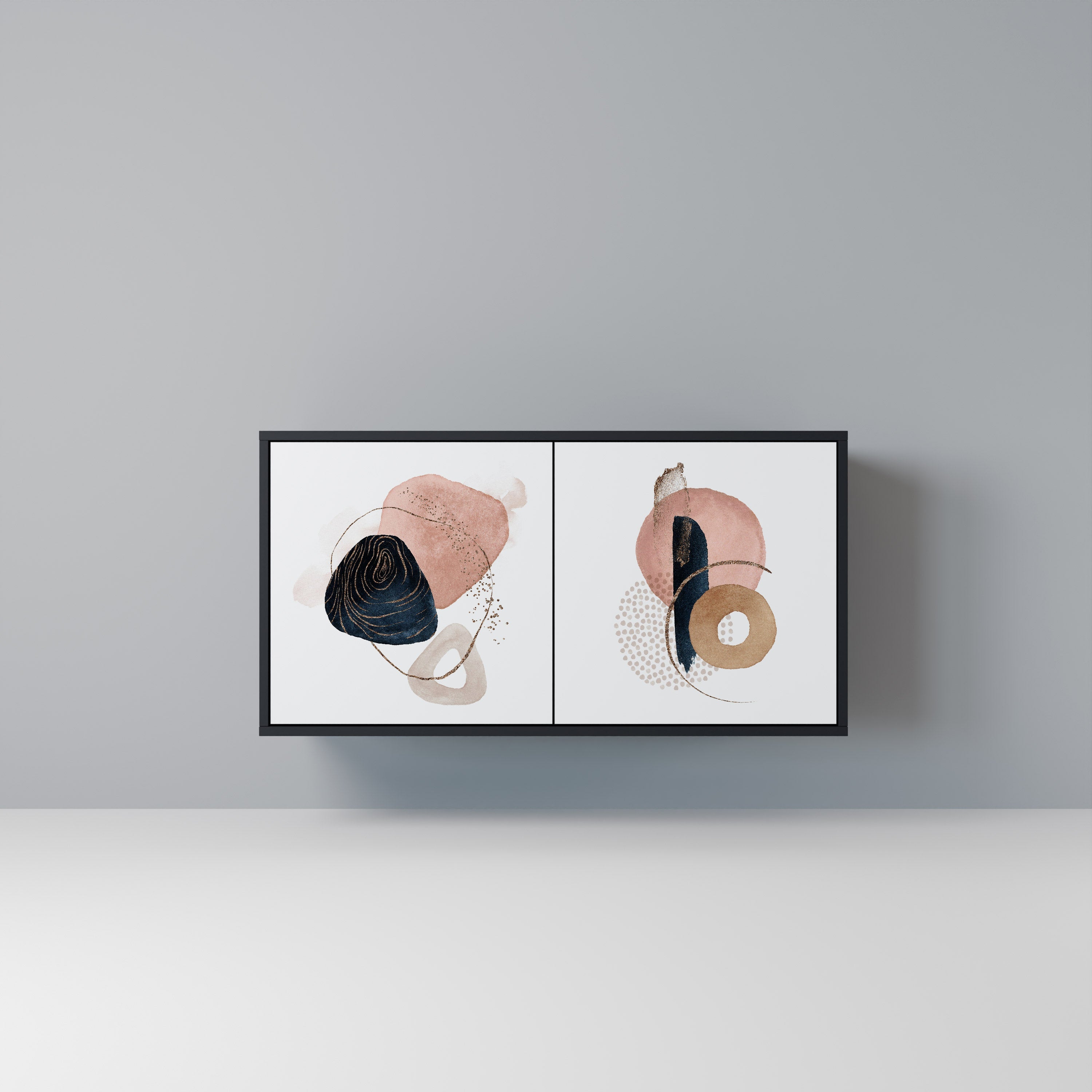 COLORFUL SHAPES Aparador de 2 Portas em Acabamento Preto