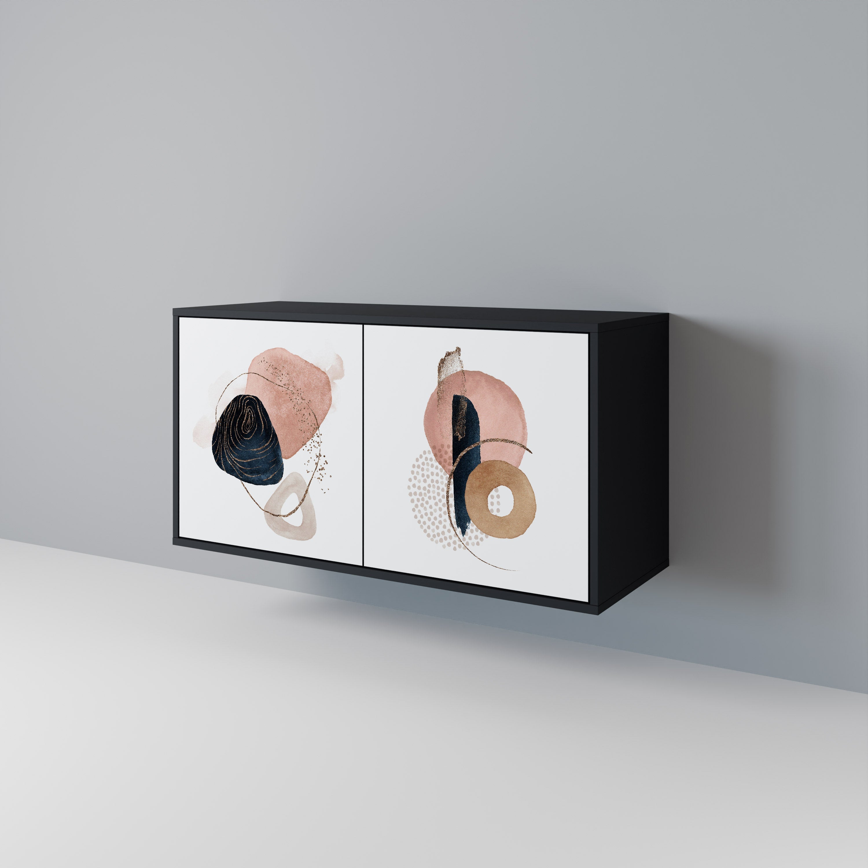 COLORFUL SHAPES Aparador de 2 Portas em Acabamento Preto
