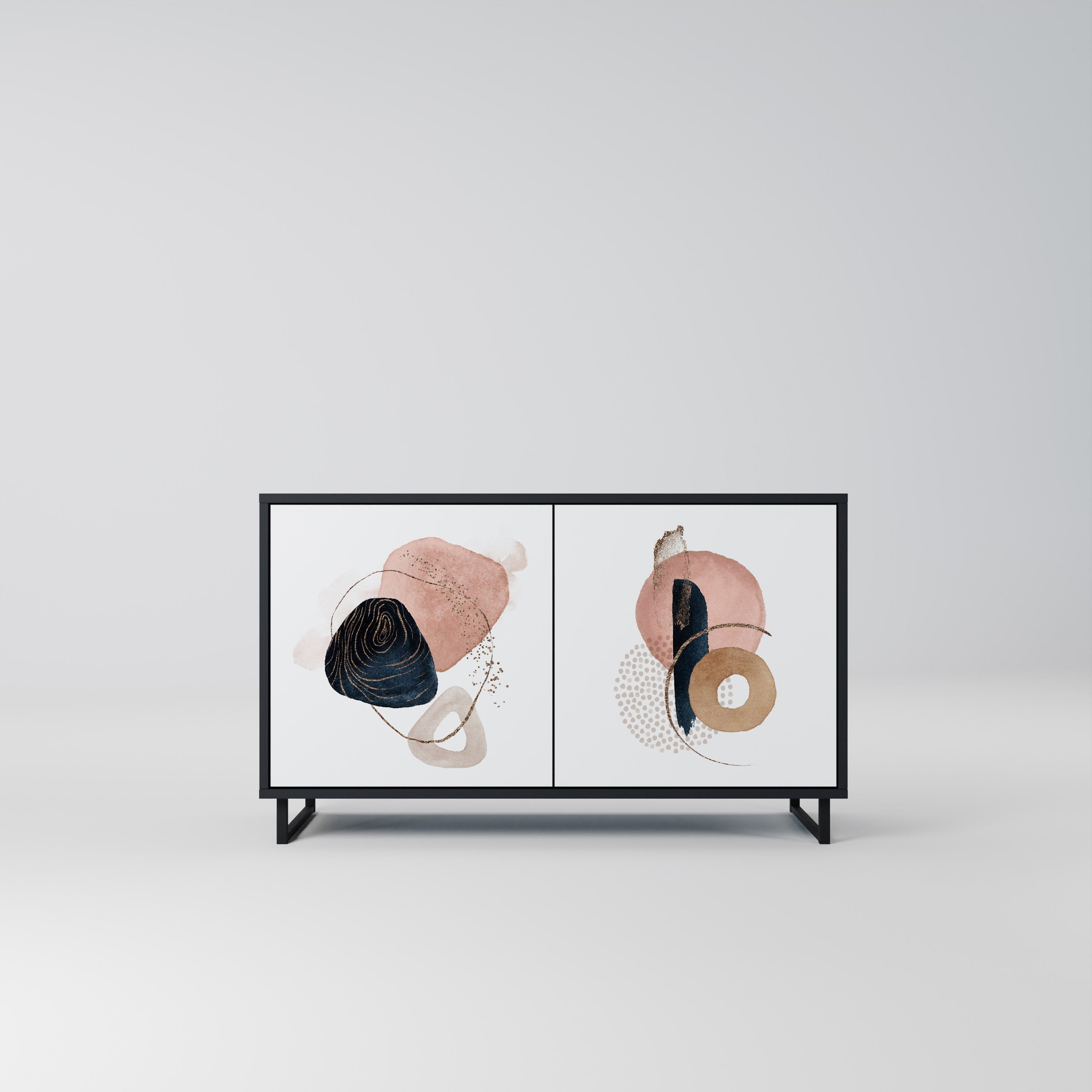 COLORFUL SHAPES Aparador de 2 Portas em Acabamento Preto