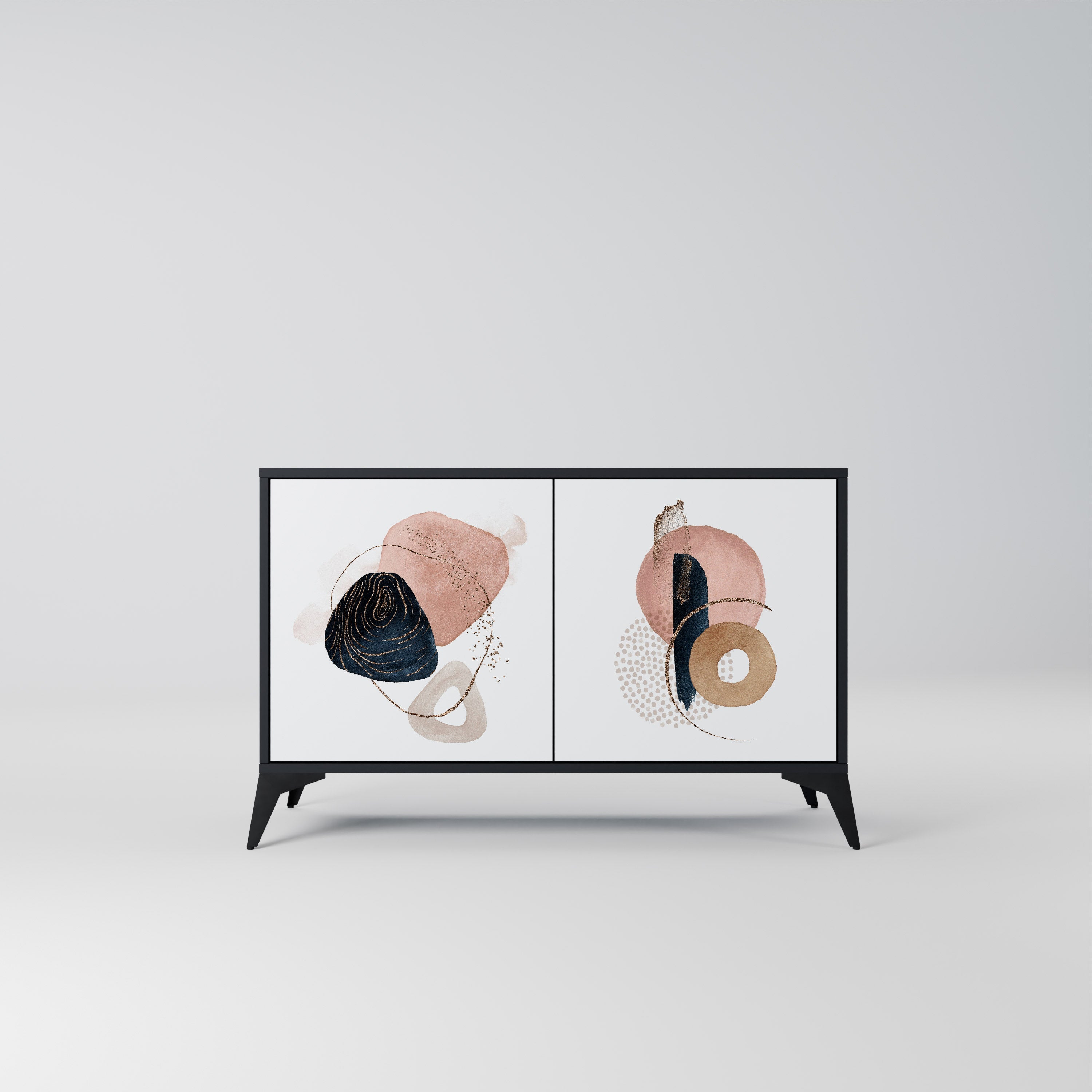 COLORFUL SHAPES Aparador de 2 Portas em Acabamento Preto