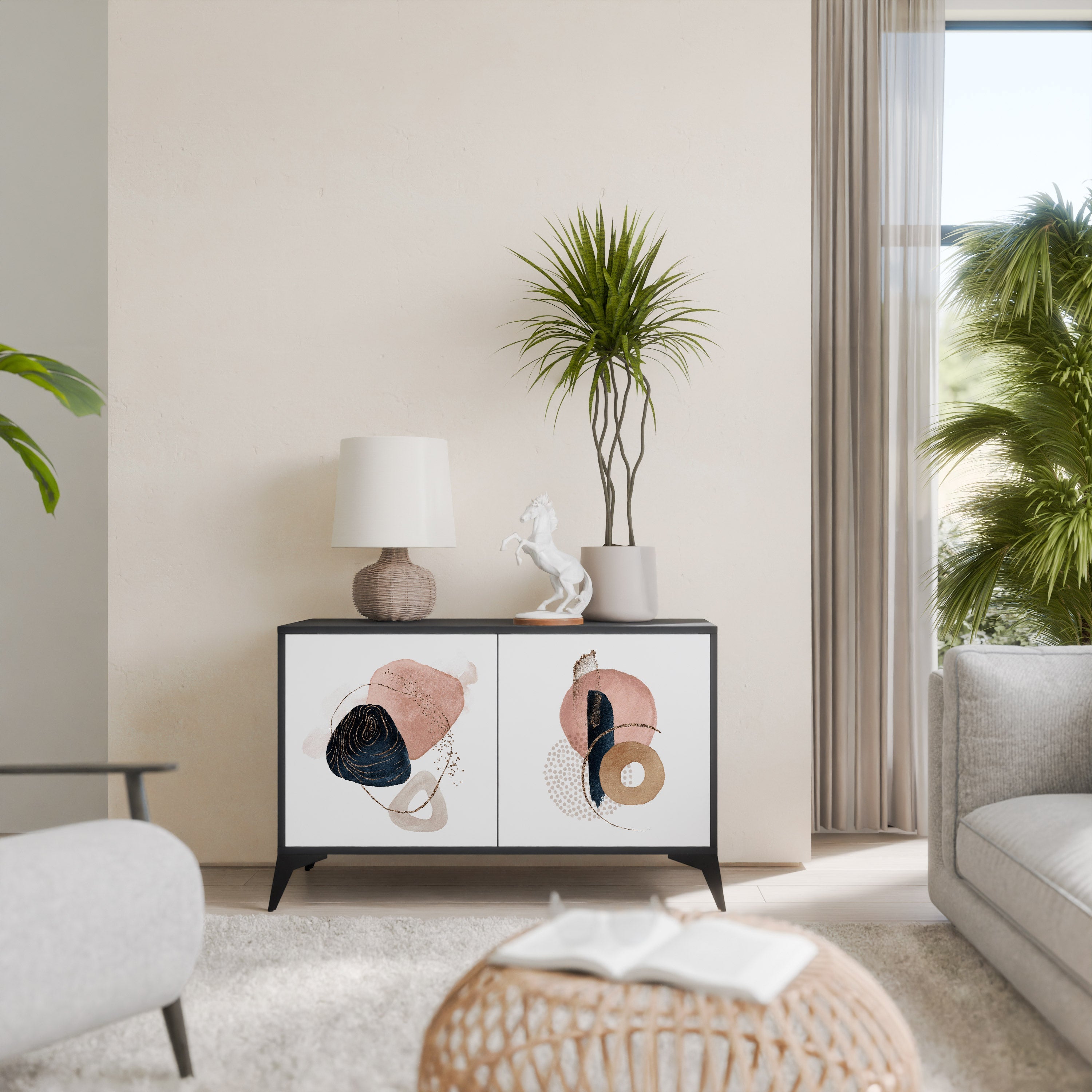 COLORFUL SHAPES Aparador de 2 Portas em Acabamento Preto