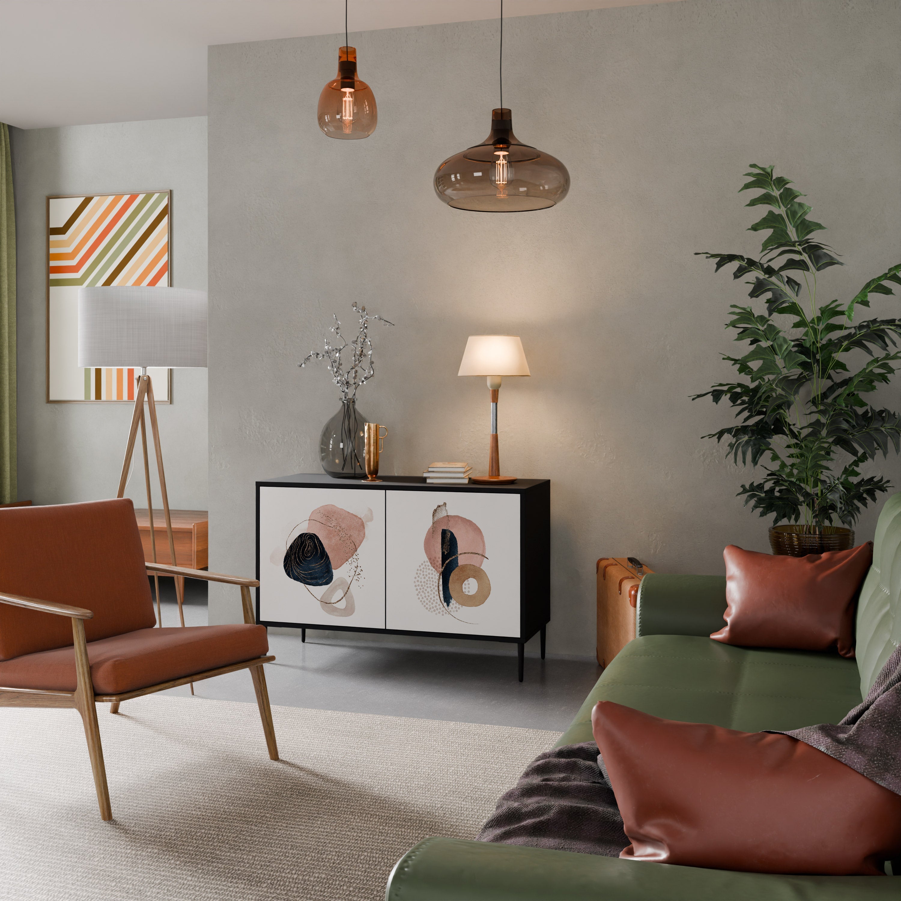 COLORFUL SHAPES Aparador de 2 Portas em Acabamento Preto