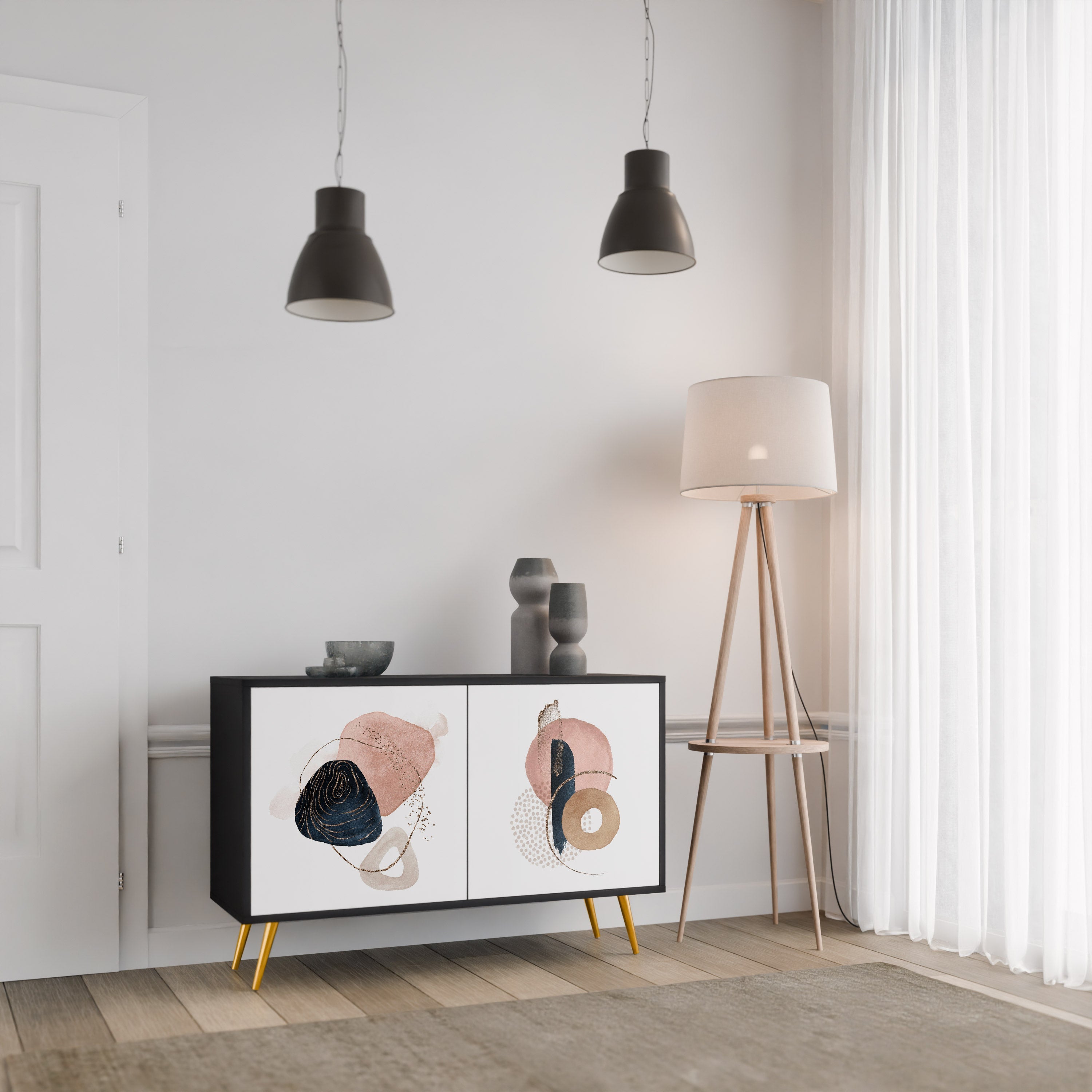 COLORFUL SHAPES Aparador de 2 Portas em Acabamento Preto