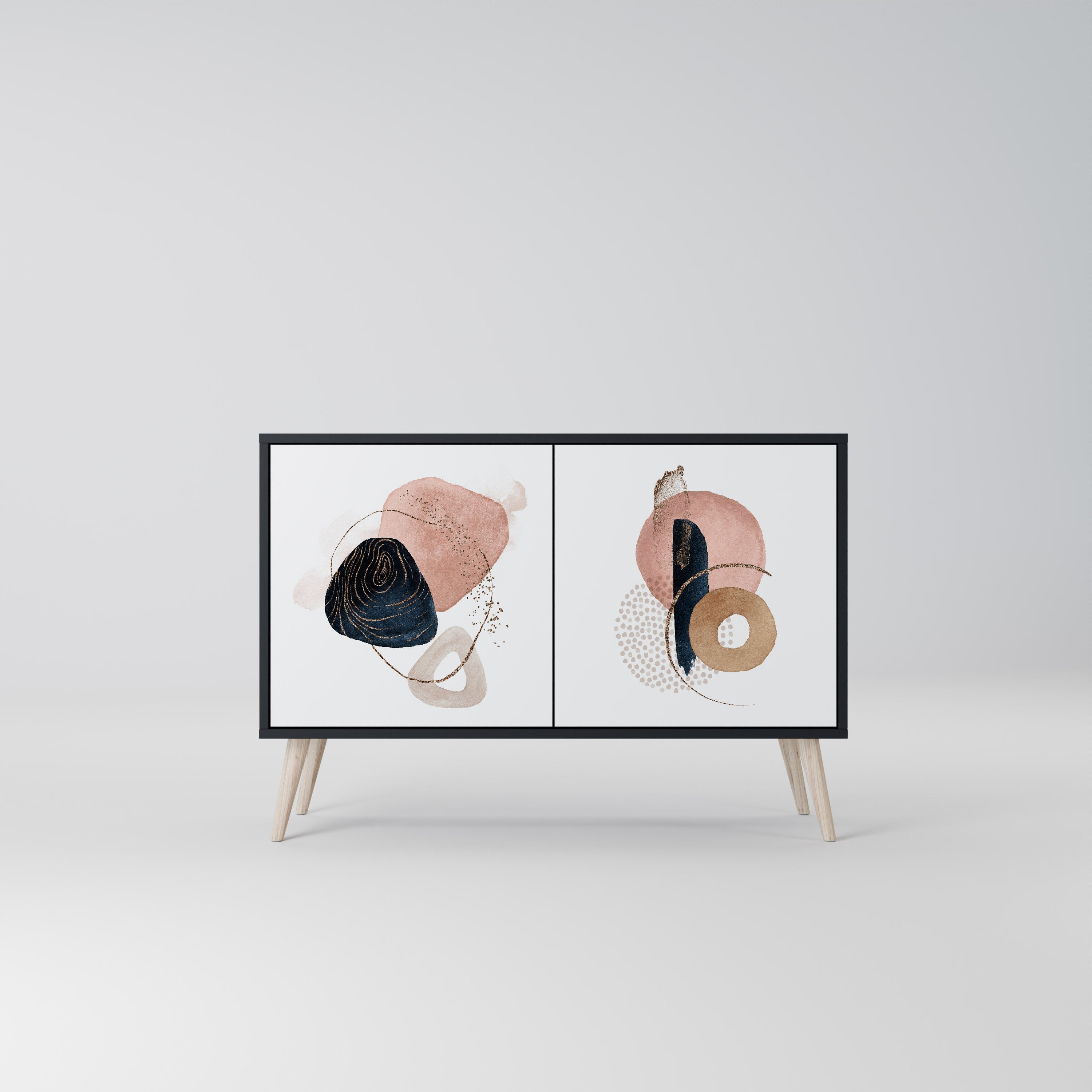 COLORFUL SHAPES Aparador de 2 Portas em Acabamento Preto