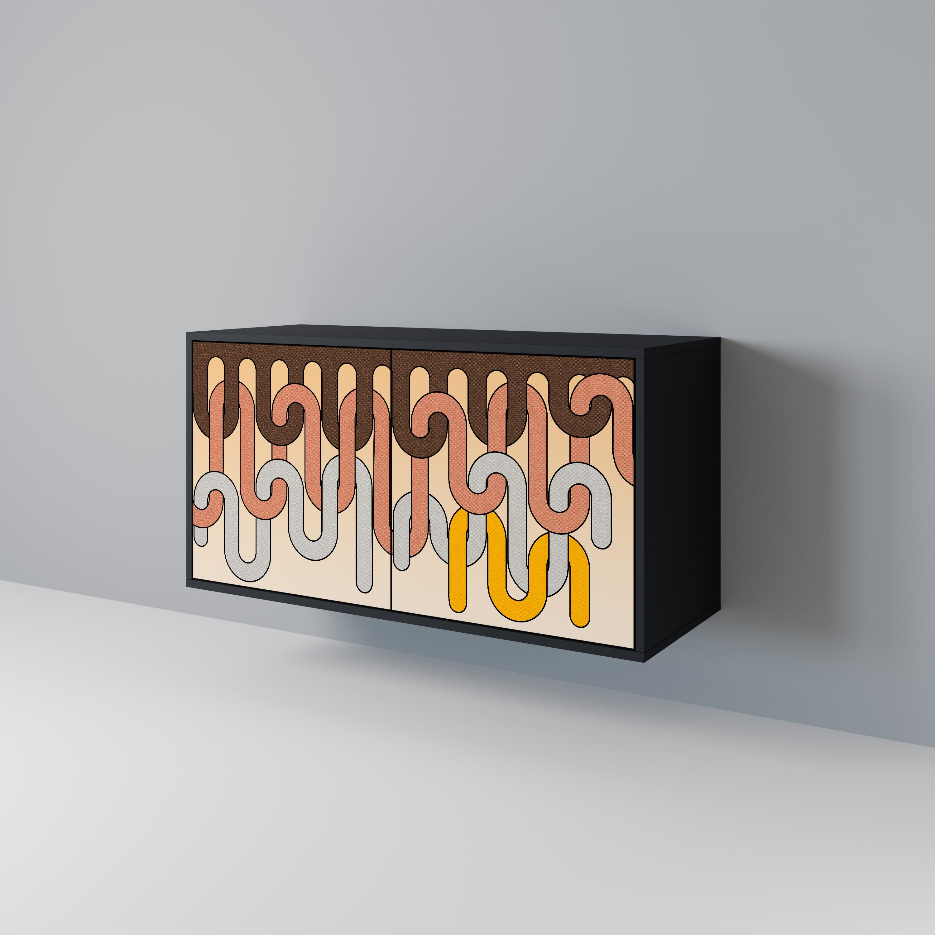 COLORFUL STRINGS Aparador de 2 Portas em Acabamento Preto