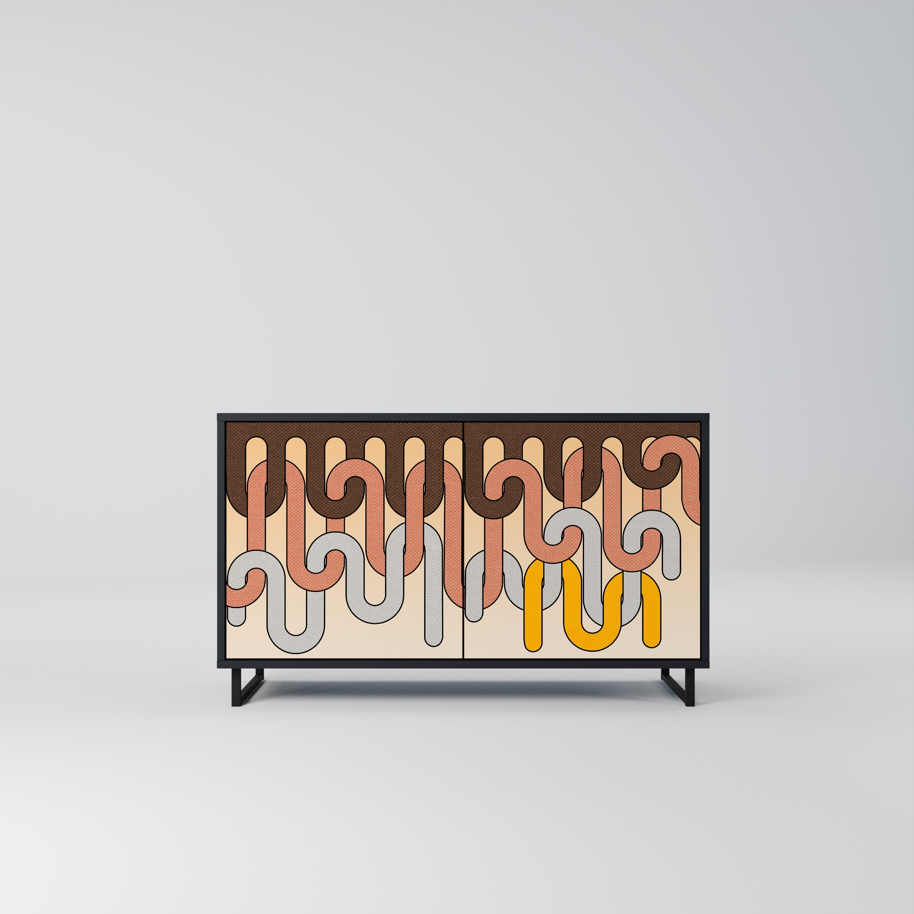 COLORFUL STRINGS Aparador de 2 Portas em Acabamento Preto