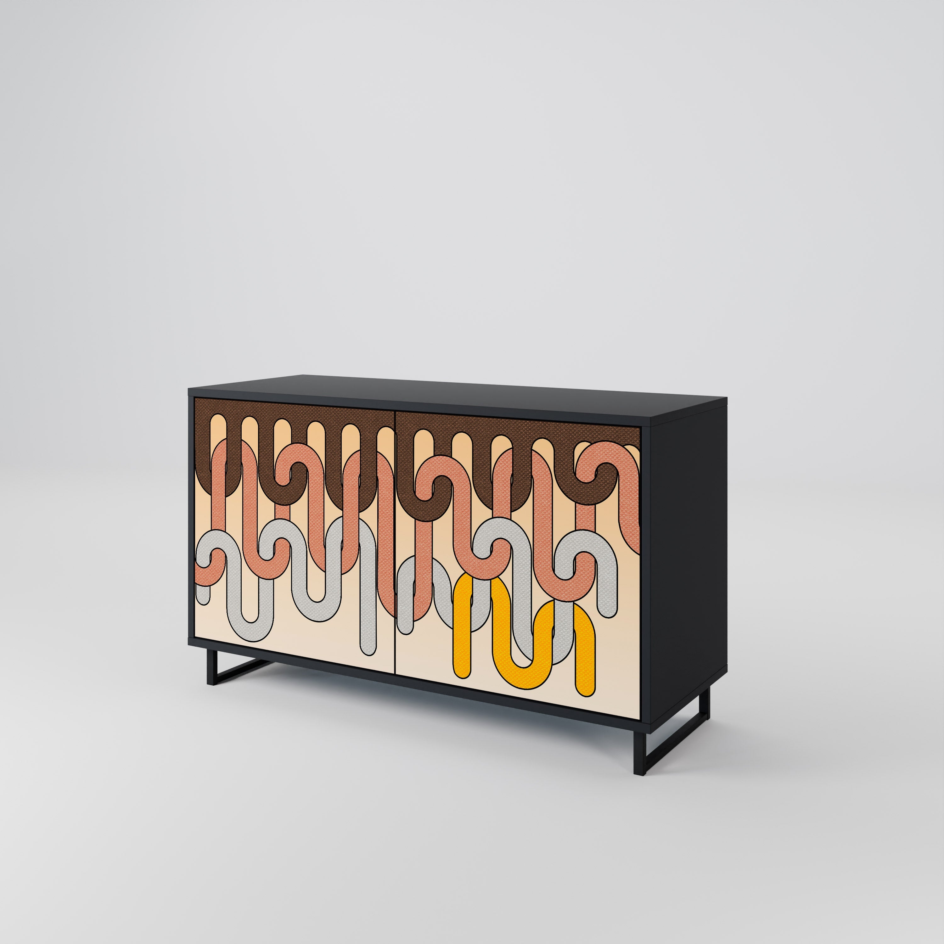 COLORFUL STRINGS Aparador de 2 Portas em Acabamento Preto