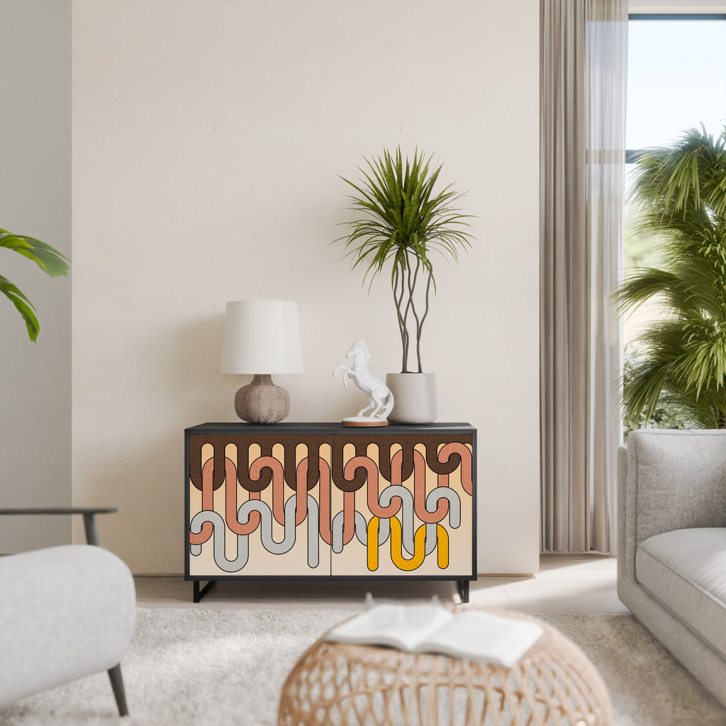 COLORFUL STRINGS Aparador de 2 Portas em Acabamento Preto