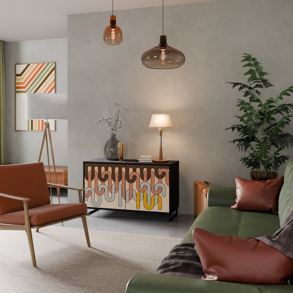 COLORFUL STRINGS Aparador de 2 Portas em Acabamento Preto