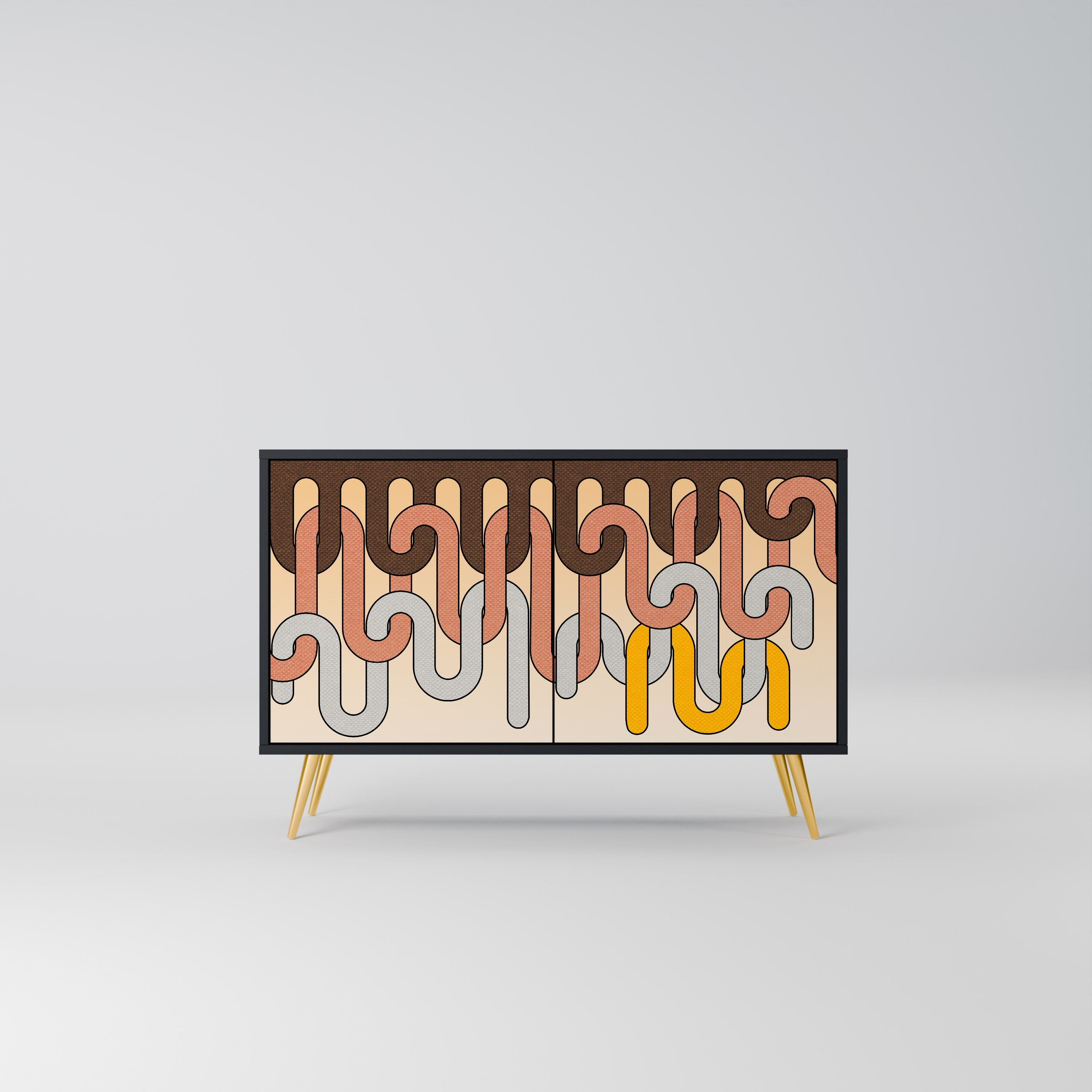 COLORFUL STRINGS Aparador de 2 Portas em Acabamento Preto