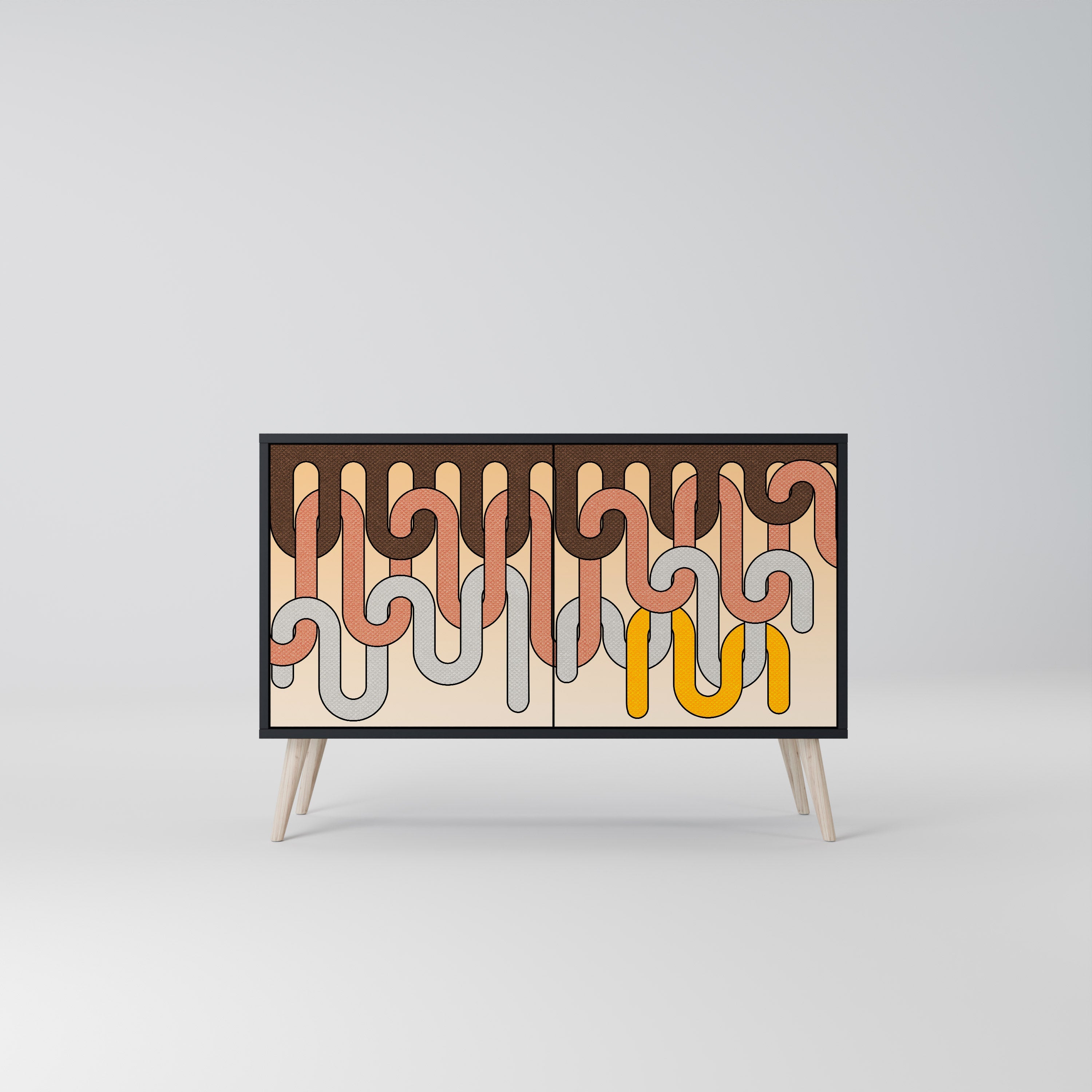 COLORFUL STRINGS Aparador de 2 Portas em Acabamento Preto