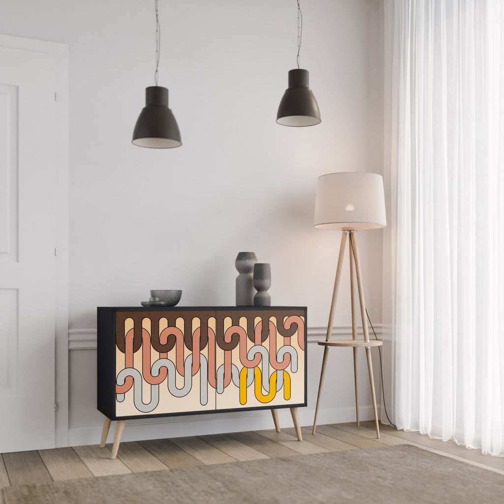 COLORFUL STRINGS Aparador de 2 Portas em Acabamento Preto