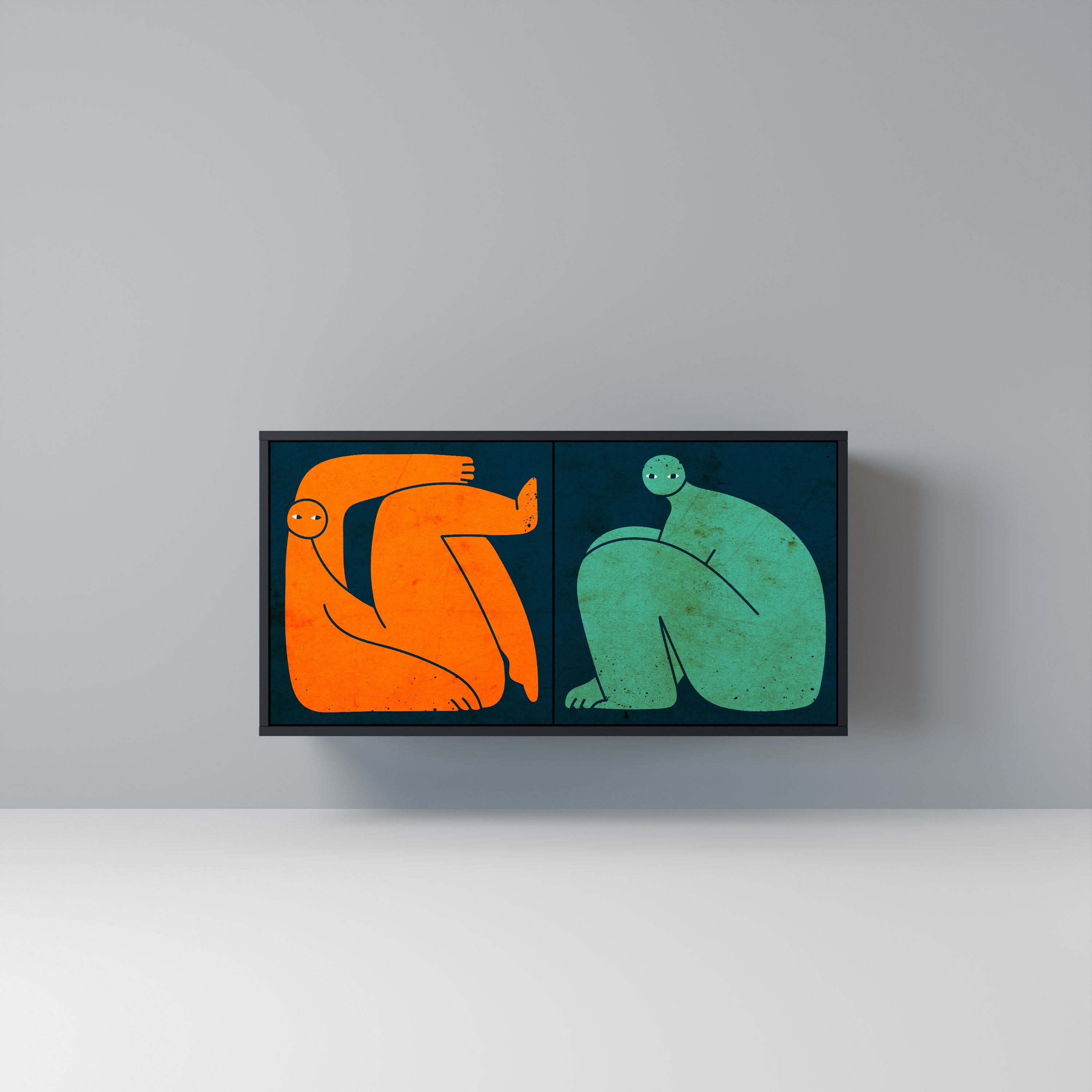 TOGETHER BUT SEPARATELY Aparador de 2 Portas em Acabamento Preto