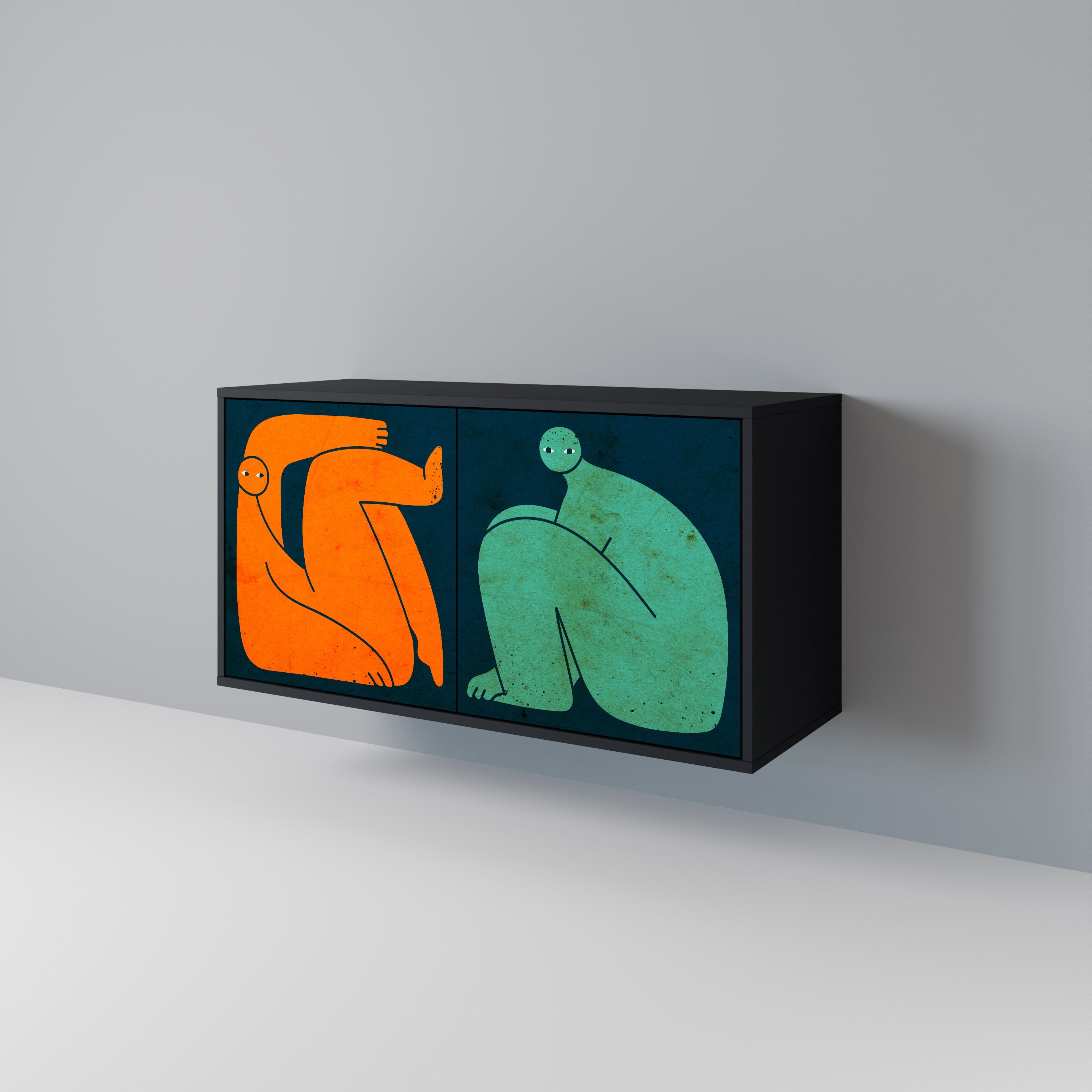 TOGETHER BUT SEPARATELY Aparador de 2 Portas em Acabamento Preto