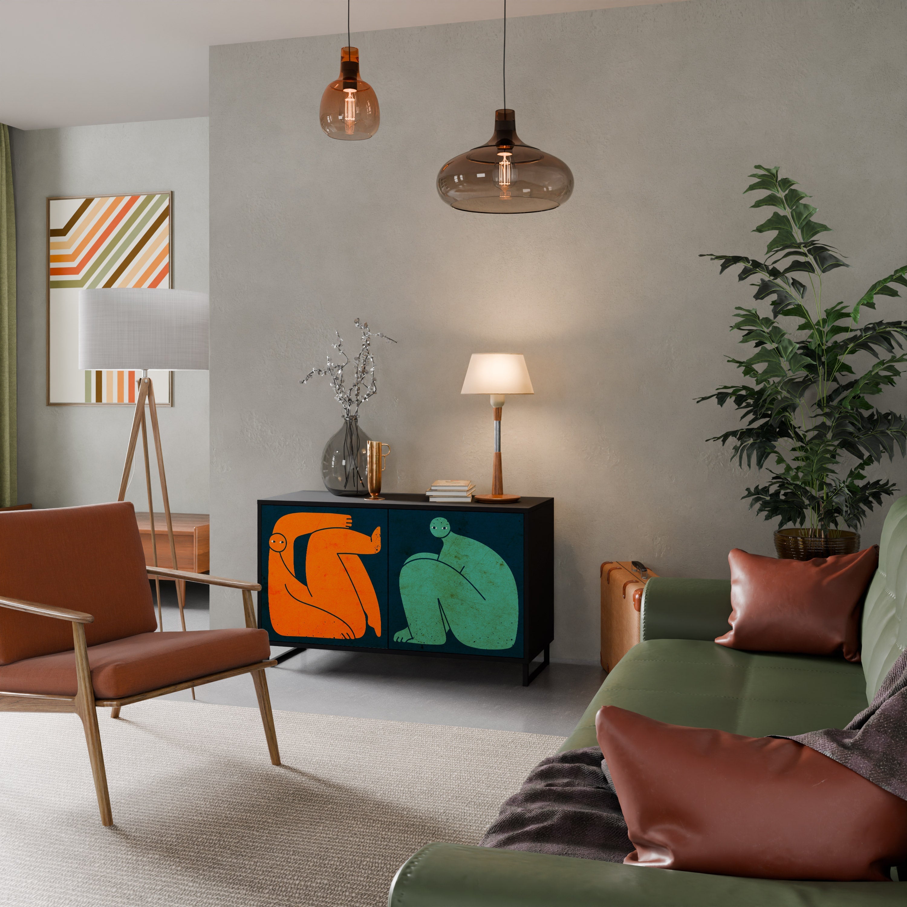 TOGETHER BUT SEPARATELY Aparador de 2 Portas em Acabamento Preto