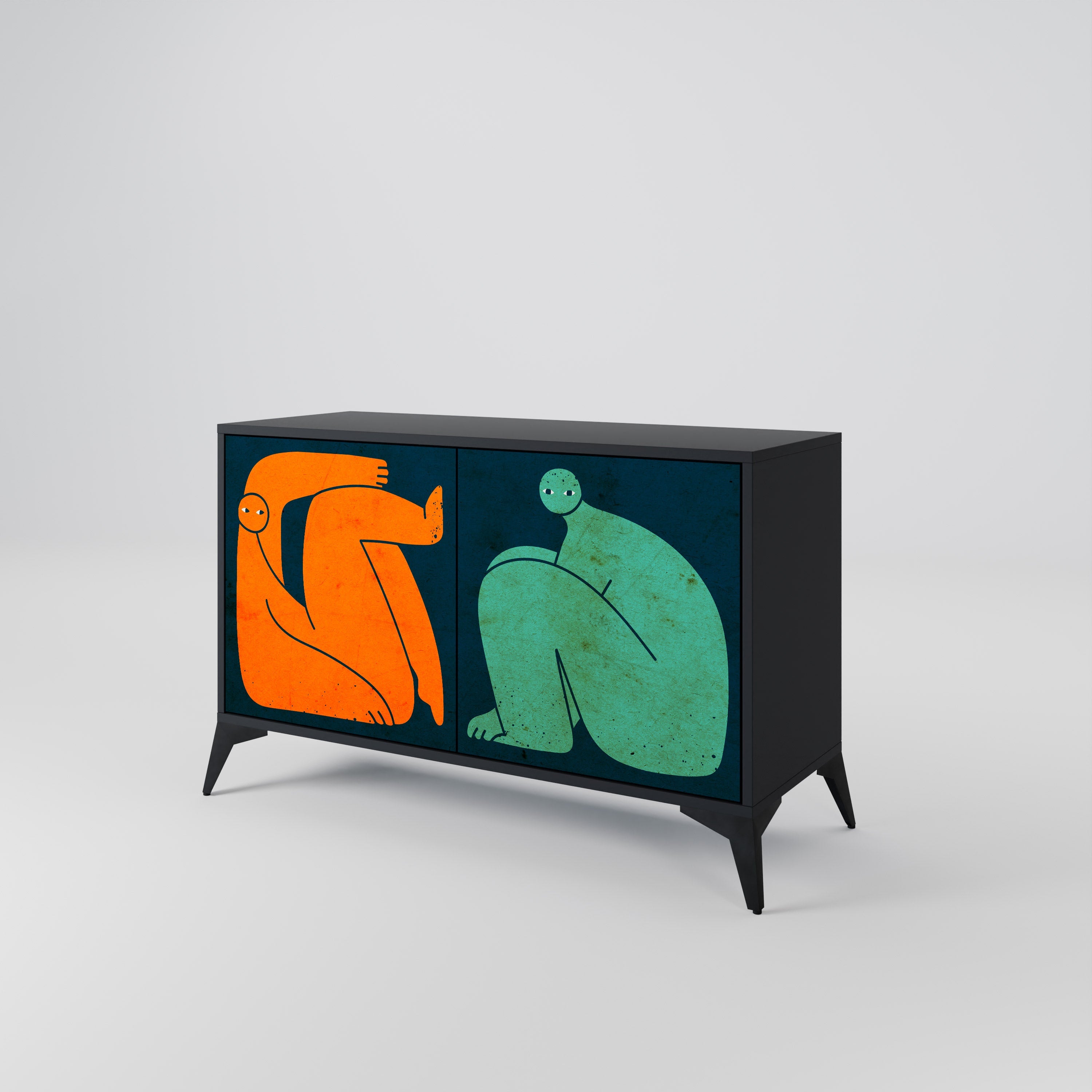 TOGETHER BUT SEPARATELY Aparador de 2 Portas em Acabamento Preto