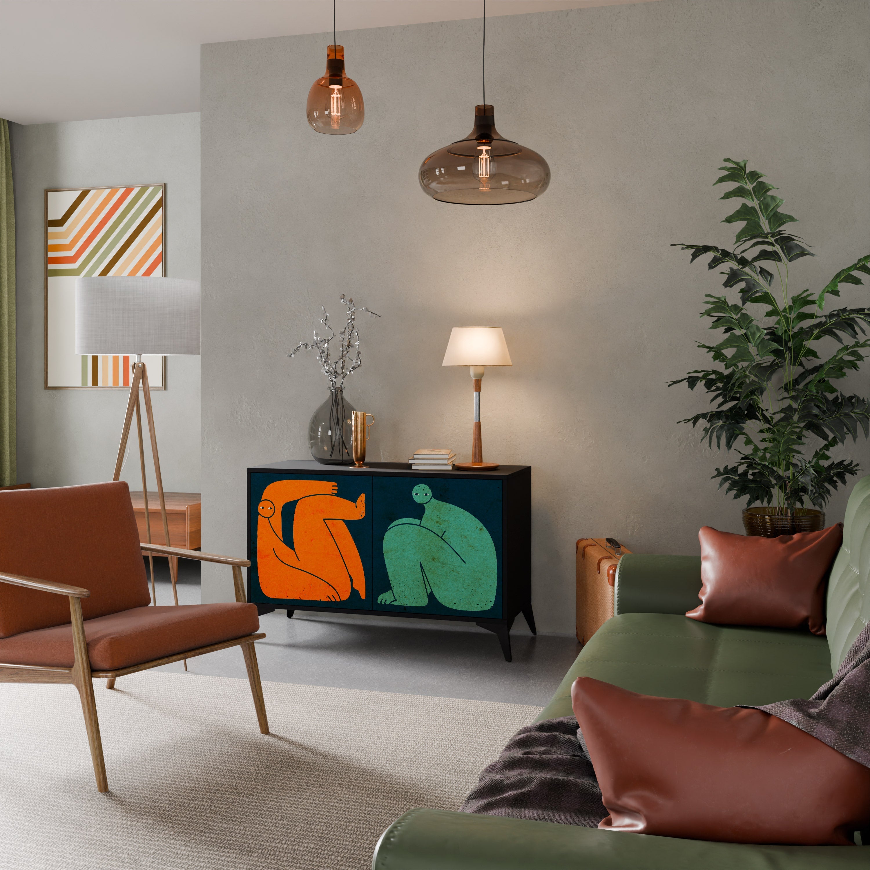 TOGETHER BUT SEPARATELY Aparador de 2 Portas em Acabamento Preto