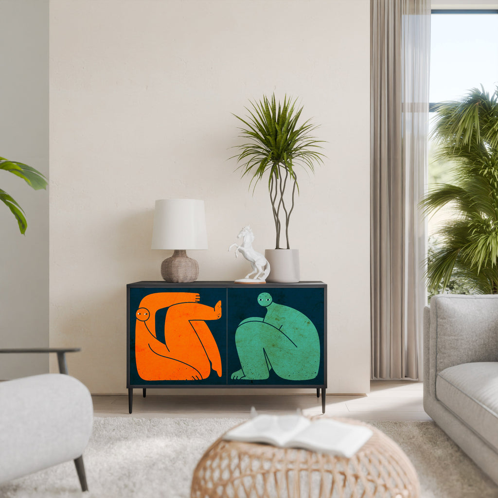 TOGETHER BUT SEPARATELY Aparador de 2 Portas em Acabamento Preto