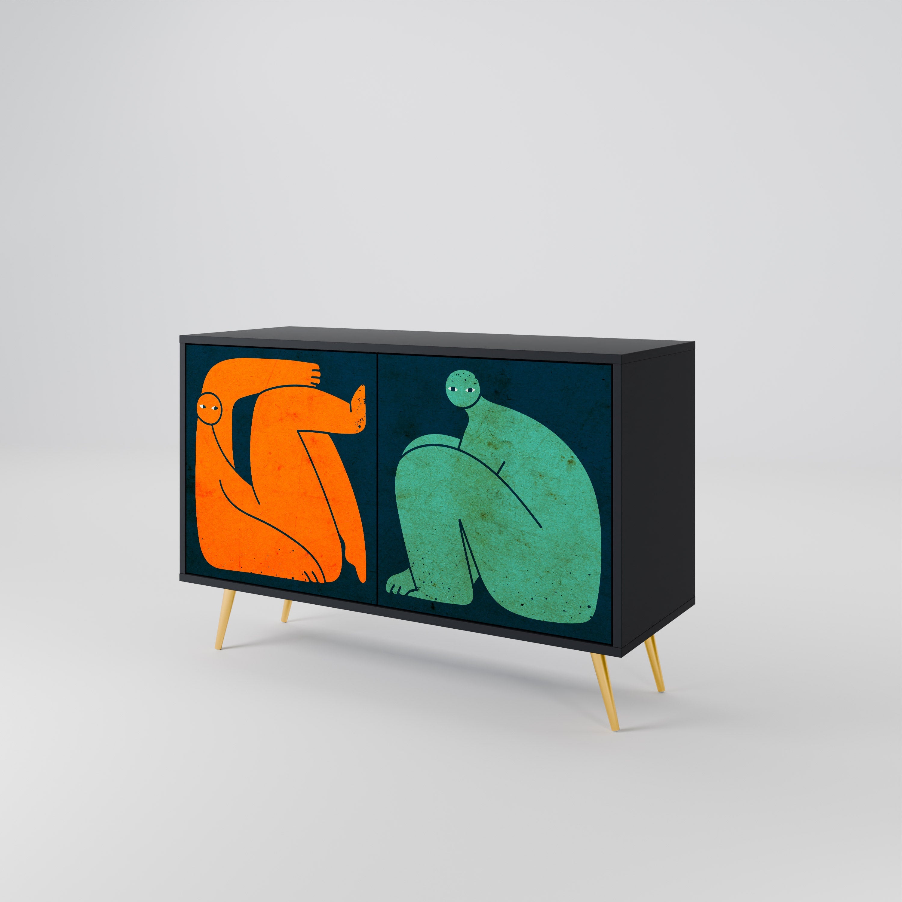 TOGETHER BUT SEPARATELY Aparador de 2 Portas em Acabamento Preto