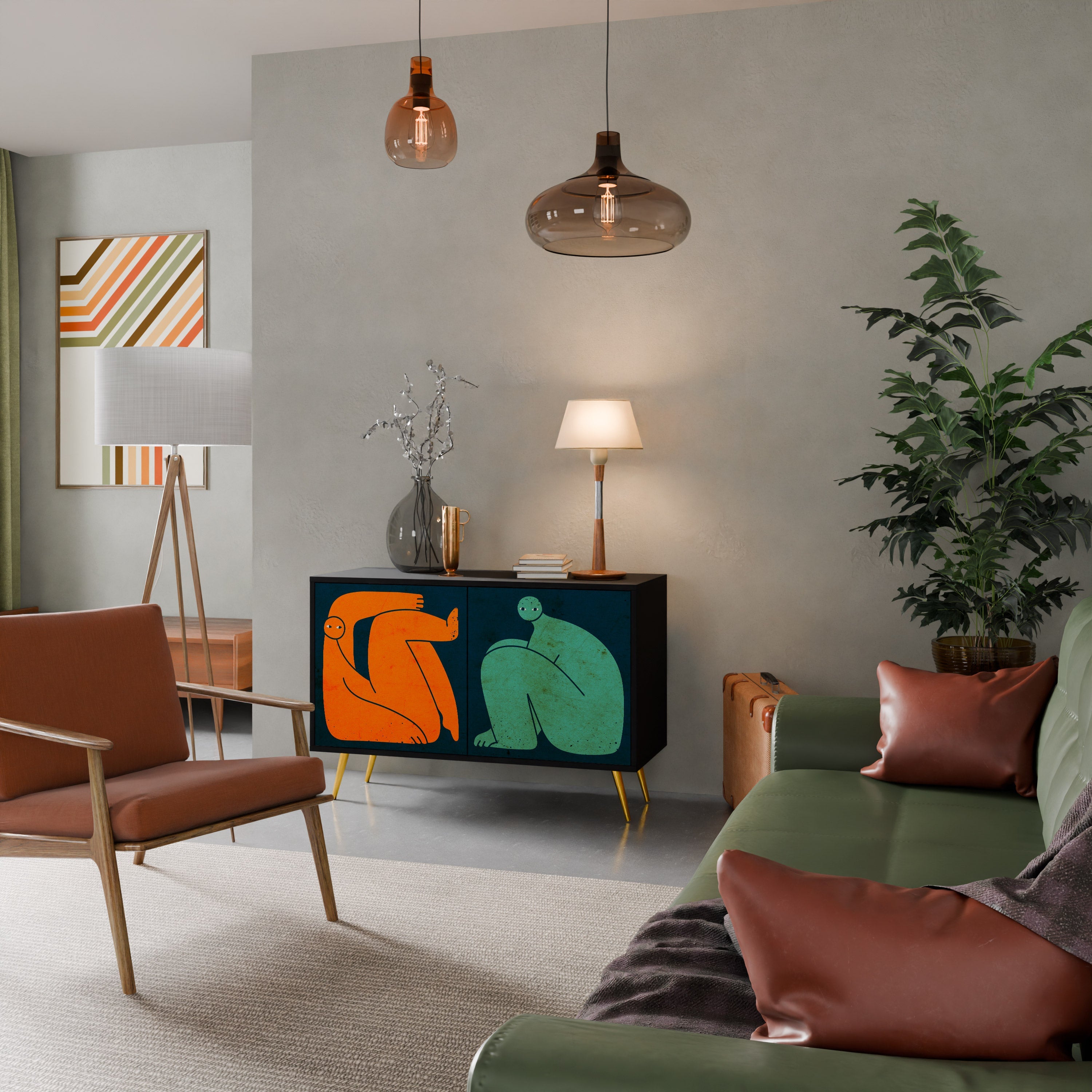 TOGETHER BUT SEPARATELY Aparador de 2 Portas em Acabamento Preto