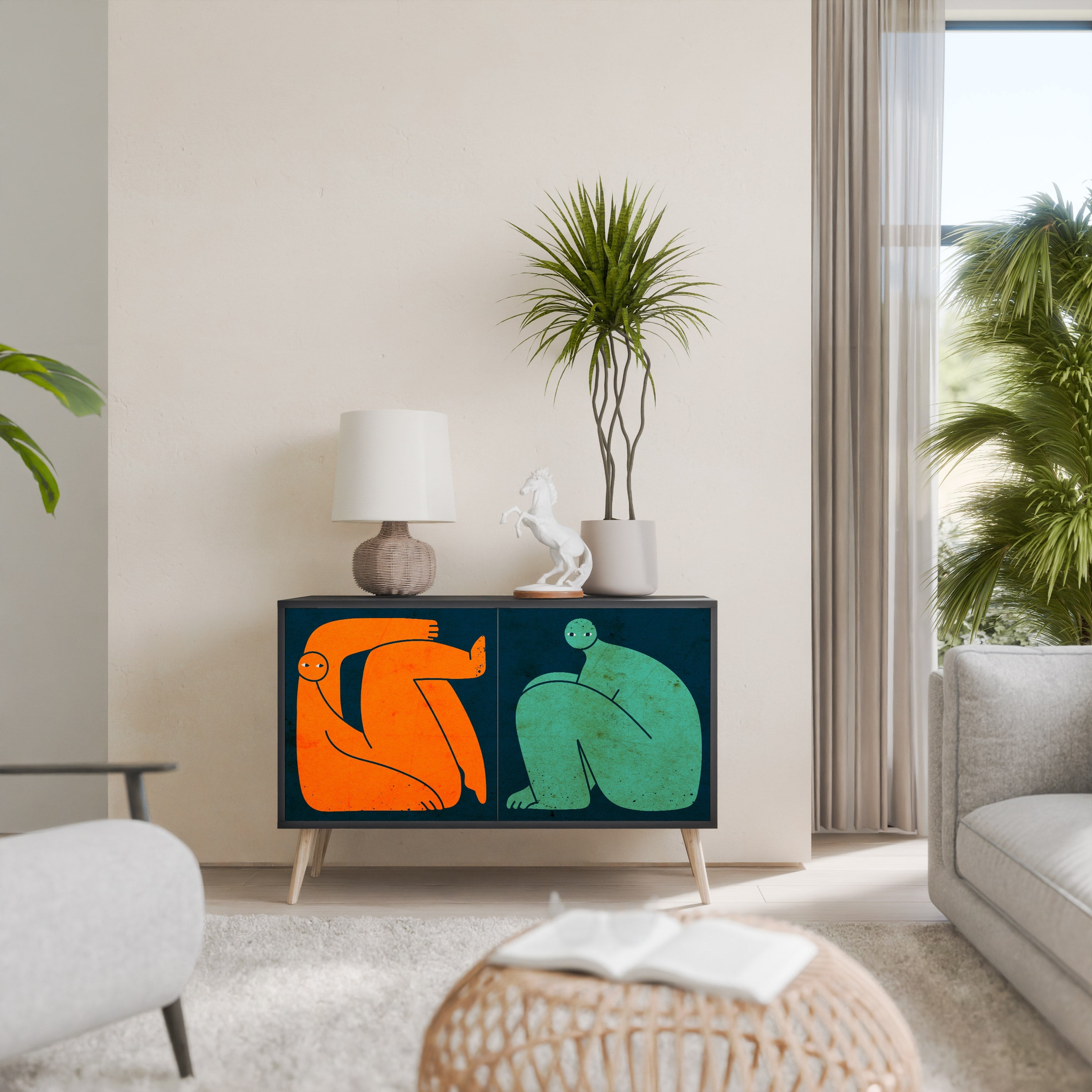 TOGETHER BUT SEPARATELY Aparador de 2 Portas em Acabamento Preto