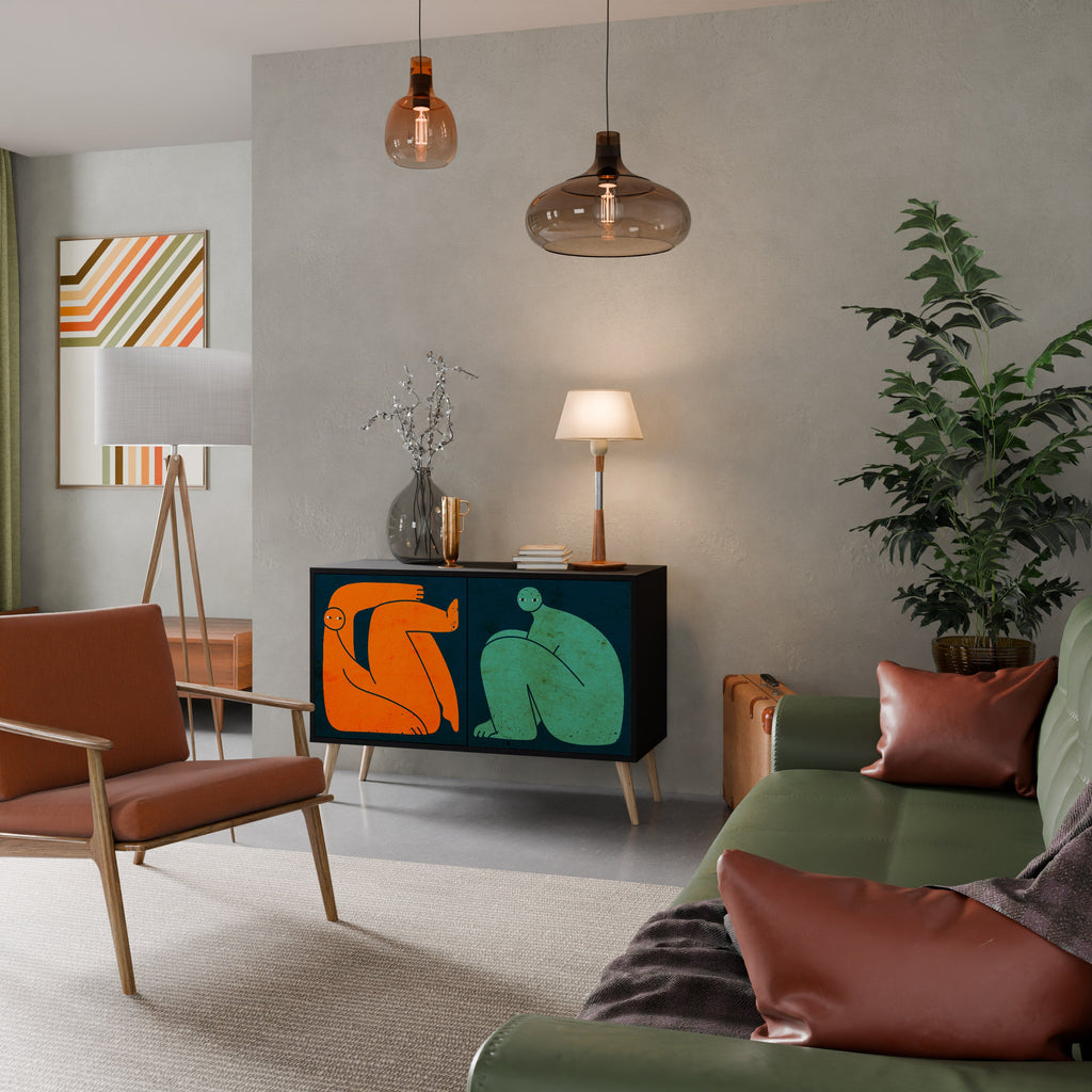 TOGETHER BUT SEPARATELY Aparador de 2 Portas em Acabamento Preto